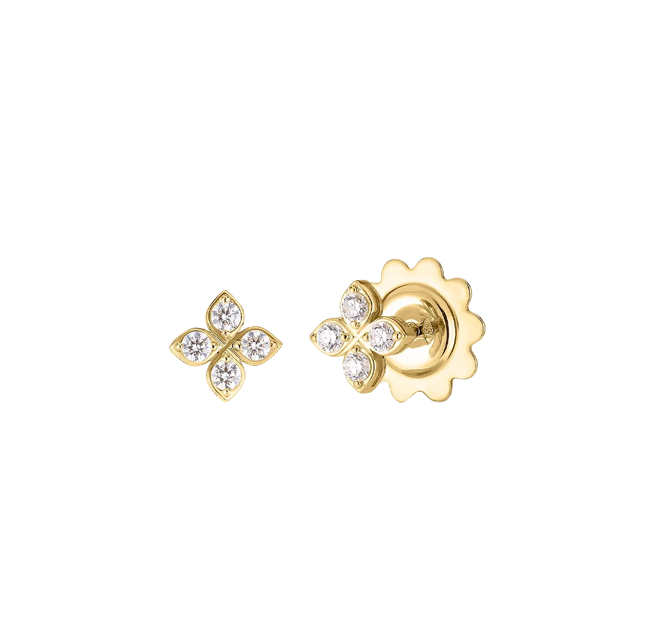 Roberto Coin Yellow Gold Mini Flower Stud Earrings with Diamonds