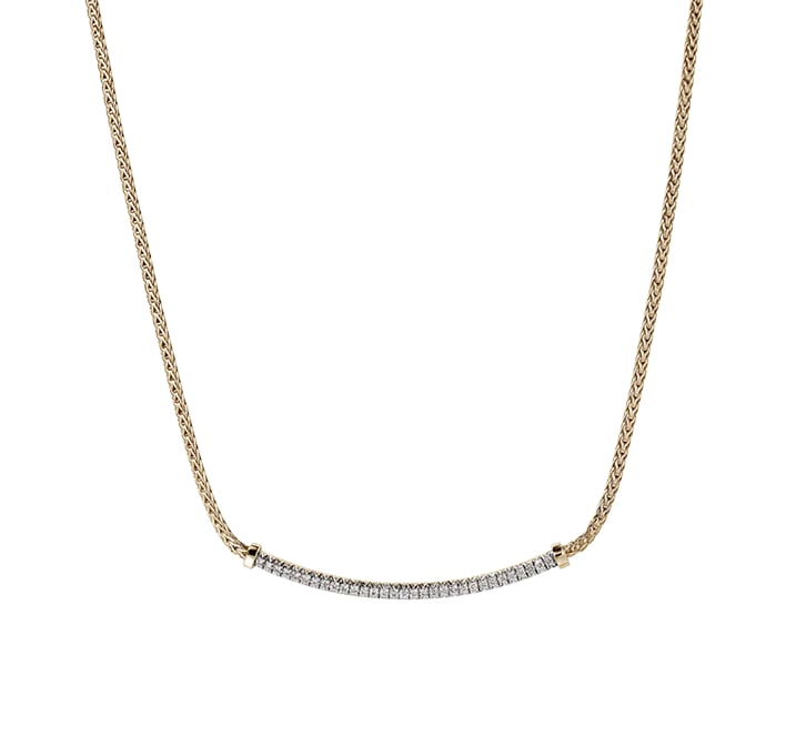 John Hardy Essentials Yellow Gold Diamond Smiley Bar Necklace