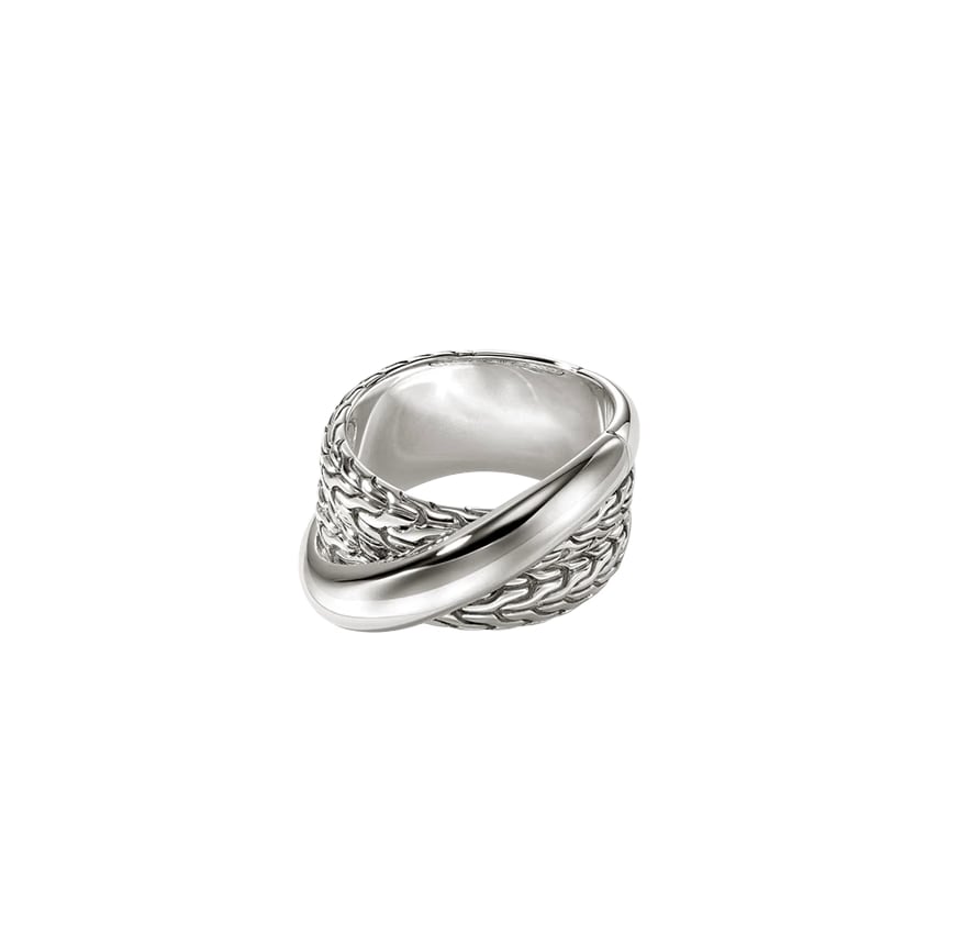 John Hardy Essentials Sterling Silver Wide Crosssover Ring, 12.5mm