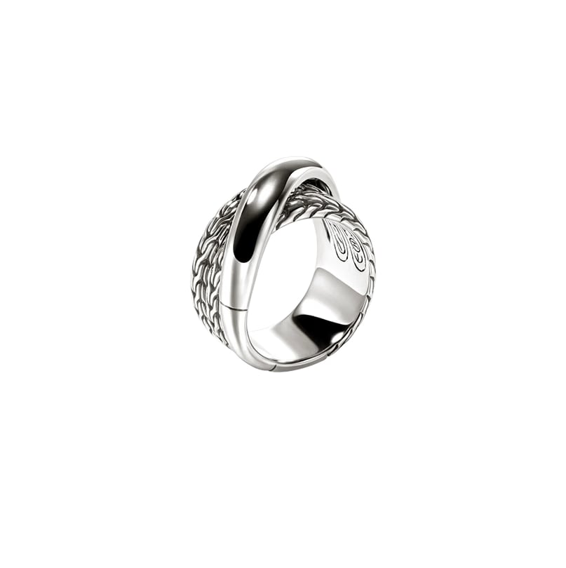 John Hardy Essentials Sterling Silver Wide Crosssover Ring, 12.5mm