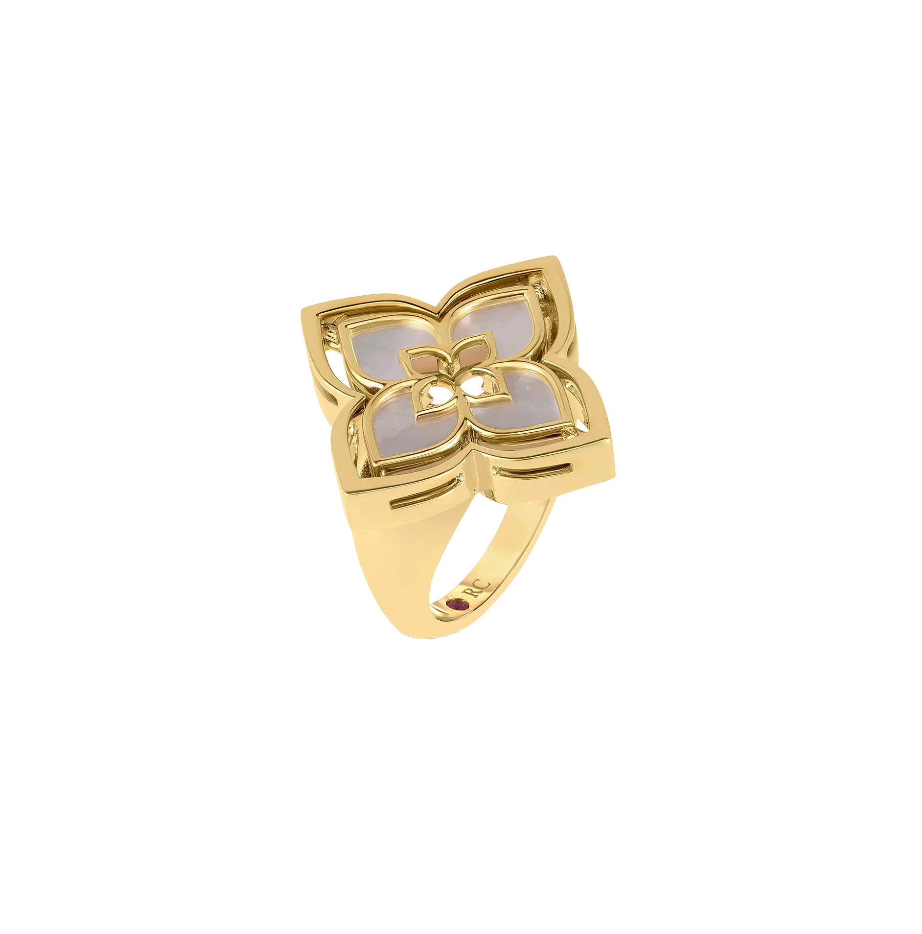 Roberto Coin Venetian Pirouette Mother-of-Pearl and Diamond Flower Ring