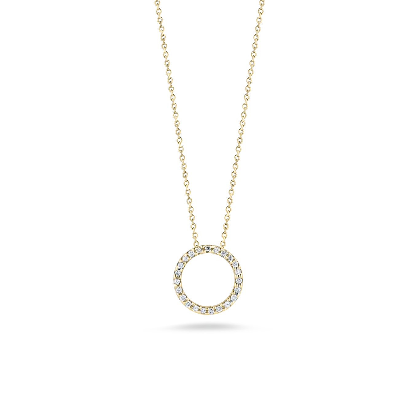 Roberto Coin Tiny Treasures Yellow Gold Extra Small Diamond Circle Necklace