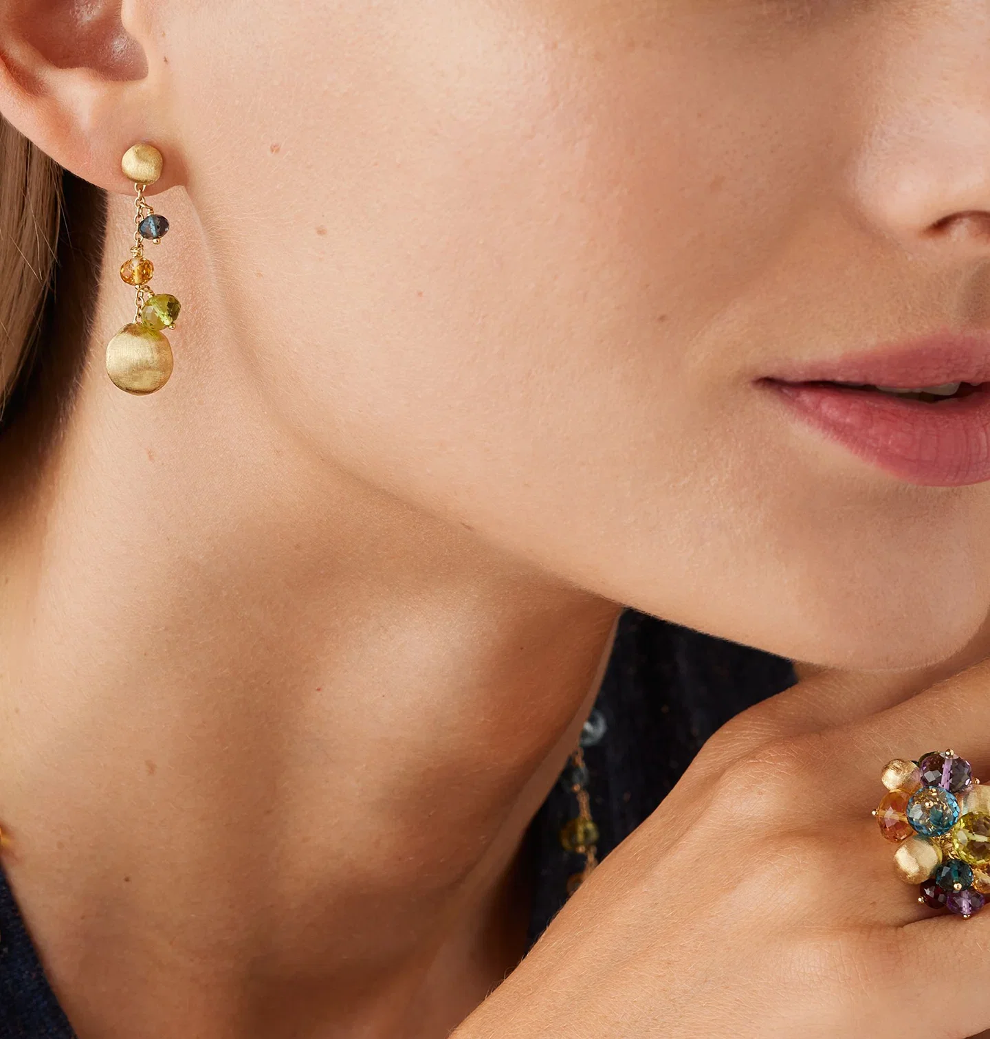 Marco Bicego Africa Yellow Gold Multi-Stone Drop Earrings
