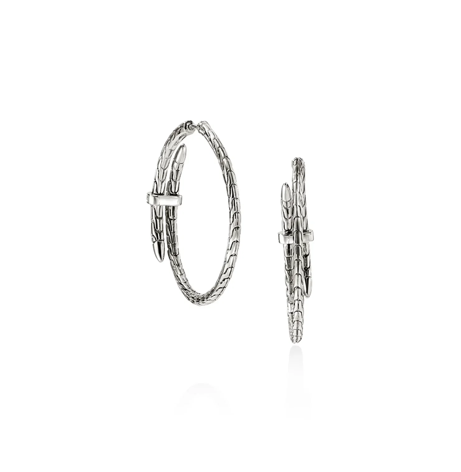 John Hardy Spear Sterling Silver Diamond Hoop Earrings, 34mm