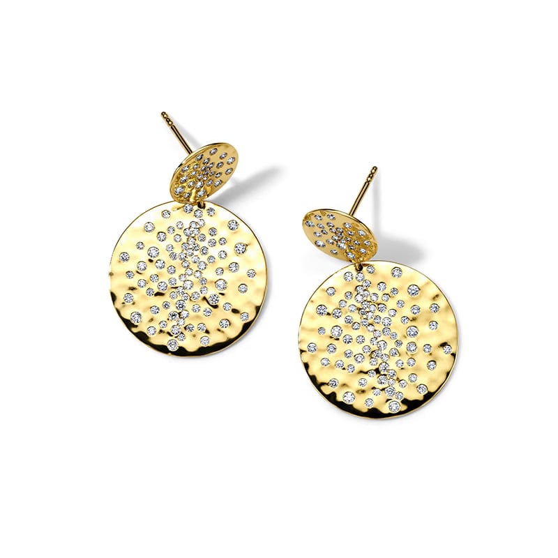 IPPOLITA Stardust 18K Yellow Gold Crinkle Snowman Diamond Earrings