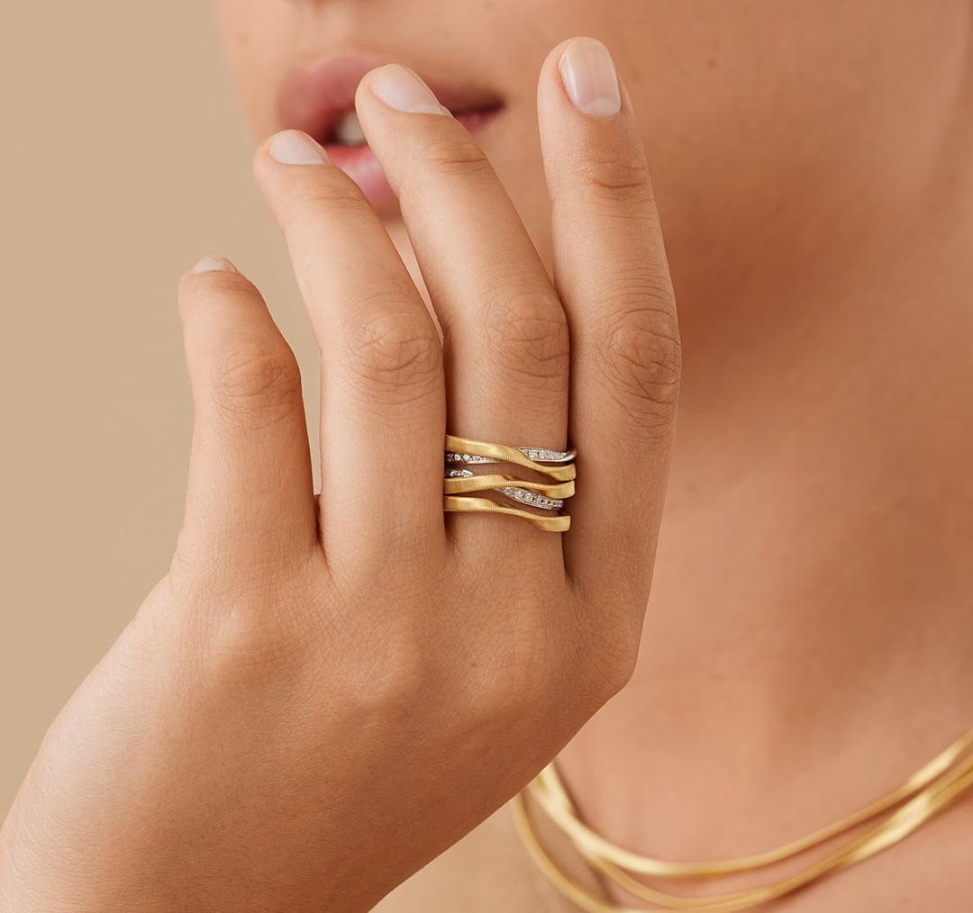 Marco Bicego Marrakech Mixed Metals Twisted Diamond Ring