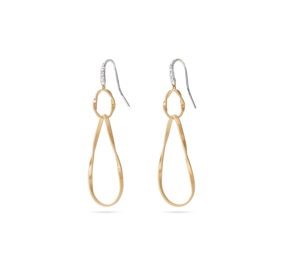 Marco Bicego Marrakech Mixed Metals Diamond Twisted Dangle Earrings