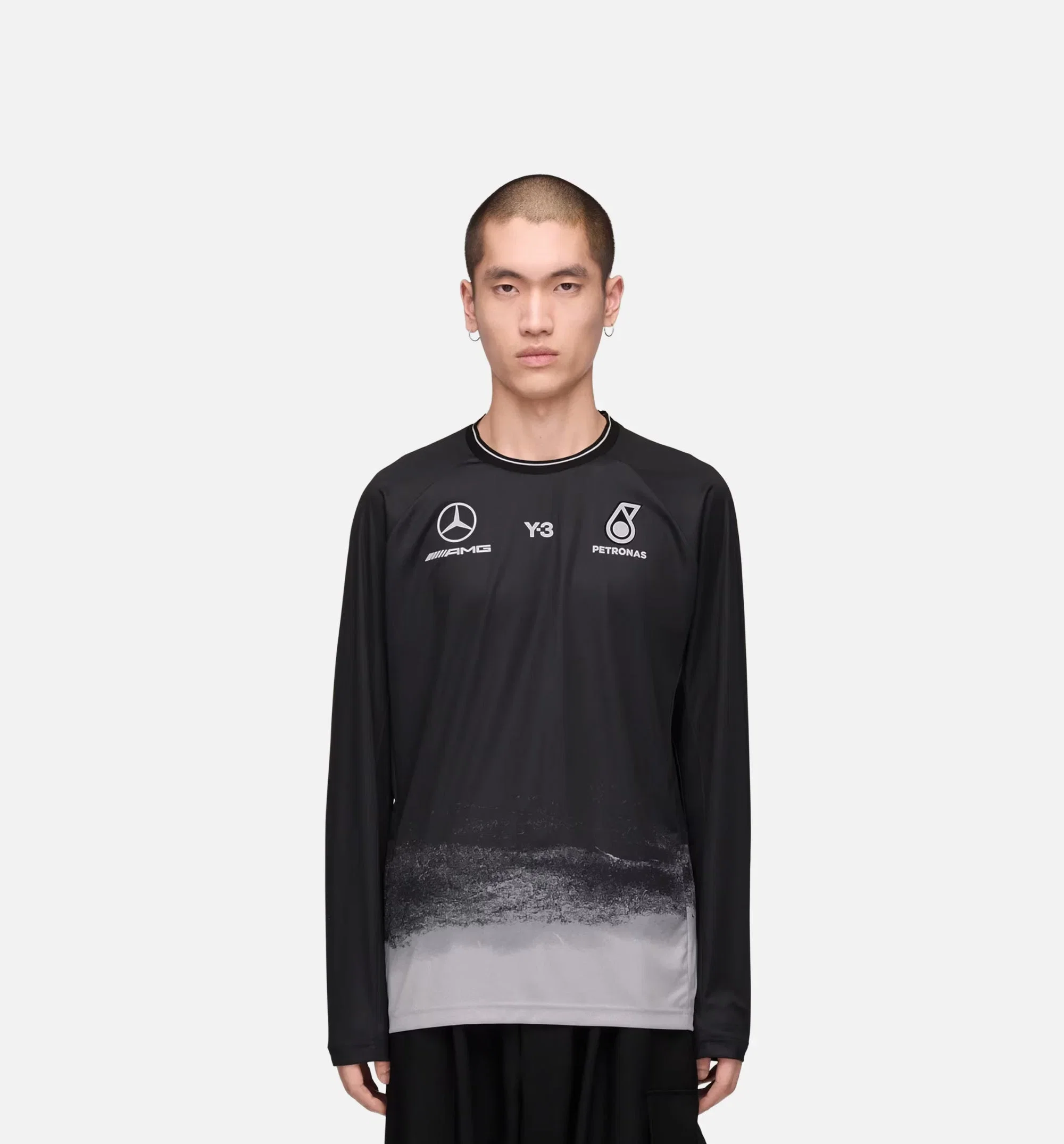 Y-3 Mercedes AMG Petronas Formula 1 Team Mechanics Mens Long Sleeve Jersey - Black