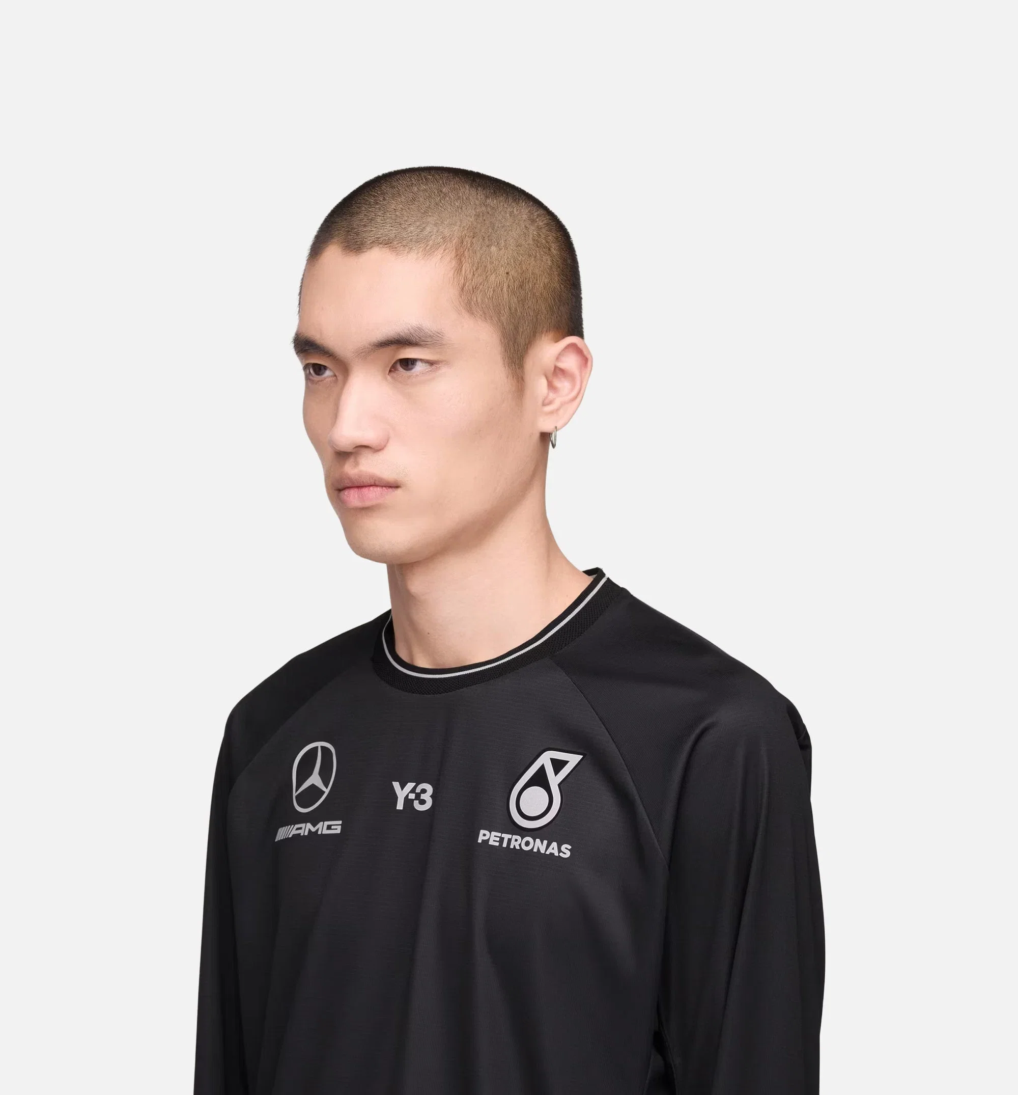 Y-3 Mercedes AMG Petronas Formula 1 Team Mechanics Mens Long Sleeve Jersey - Black