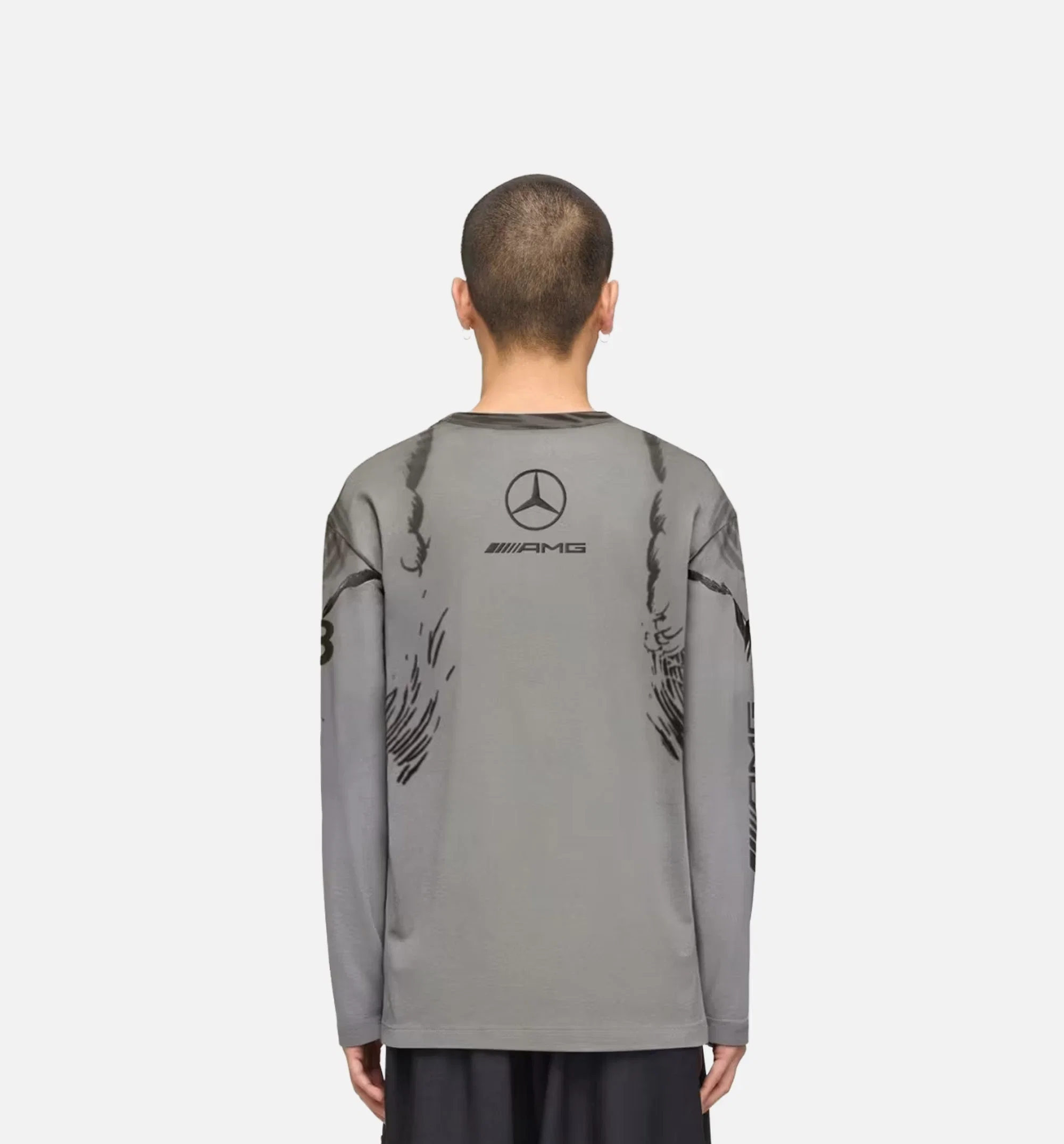 Y-3 Mercedes Wolf Graphic Mens Long Sleeve Shirt - Black