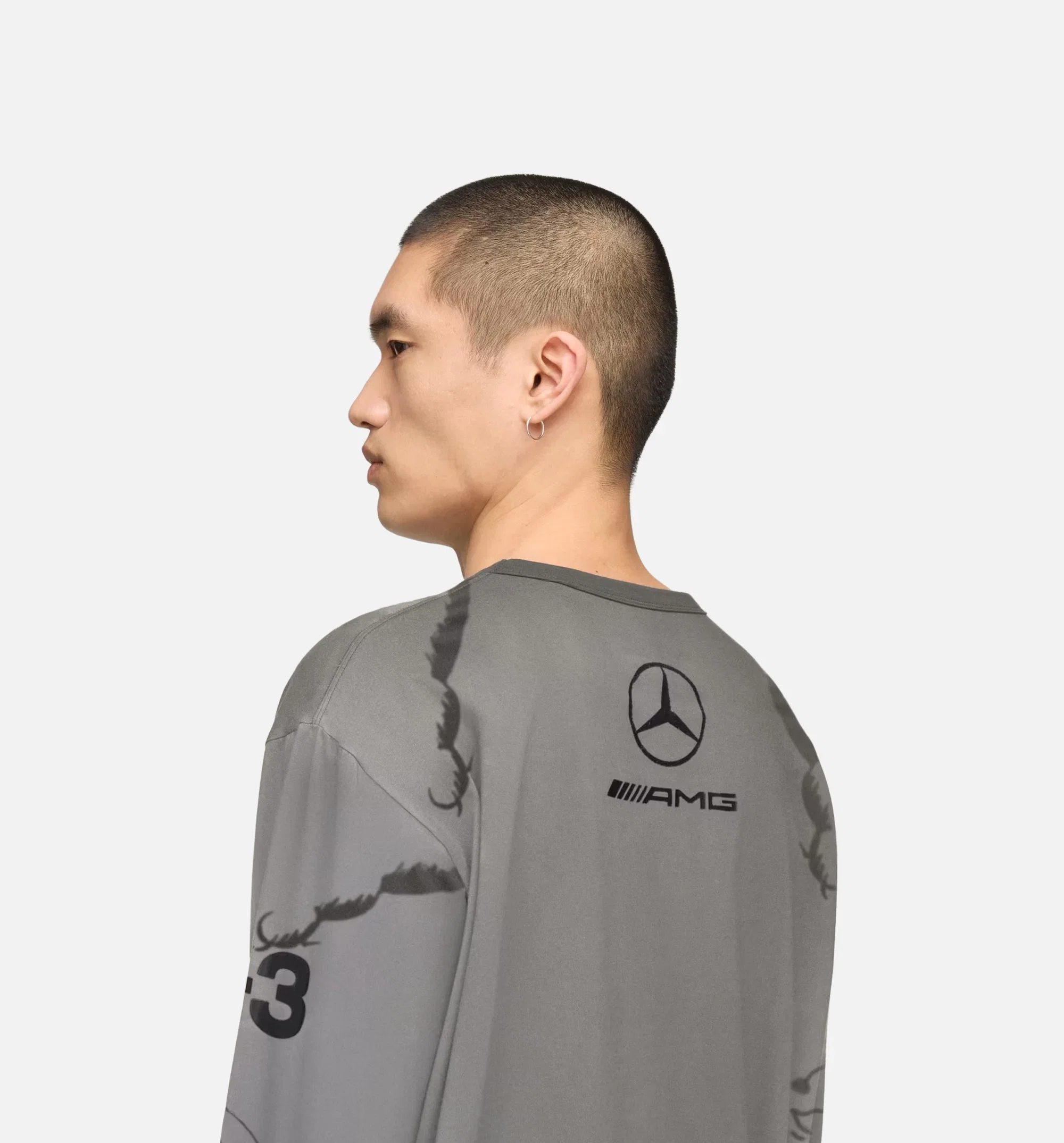 Y-3 Mercedes Wolf Graphic Mens Long Sleeve Shirt - Black