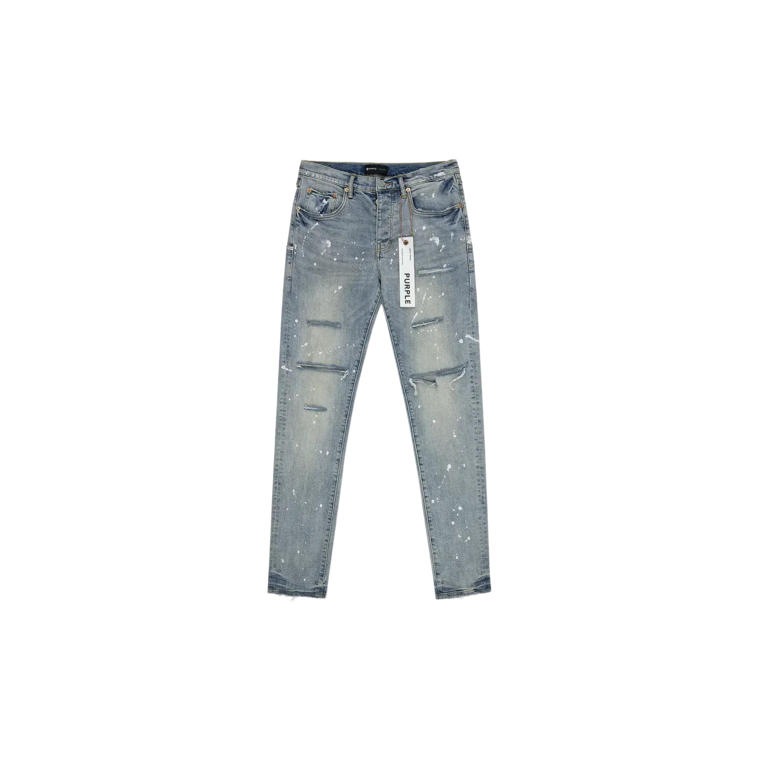 Purple Brand Light Indigo Paint Splatter P001 Jeans