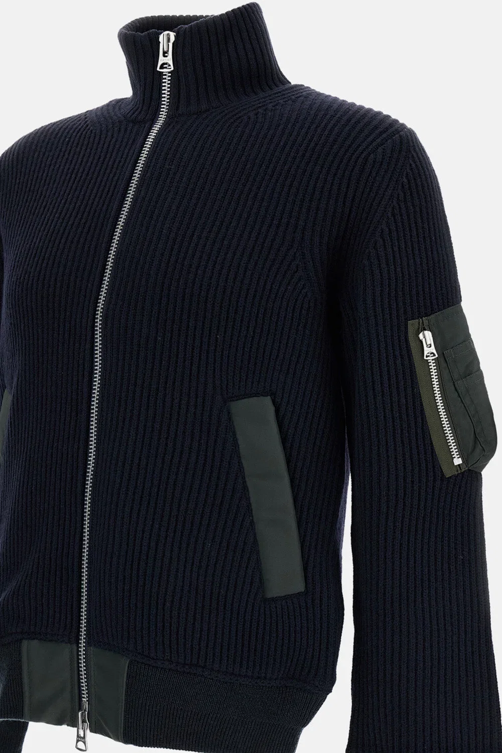 Sacai CARDIGAN IN MAGLIA DI LANA FISHERMAN