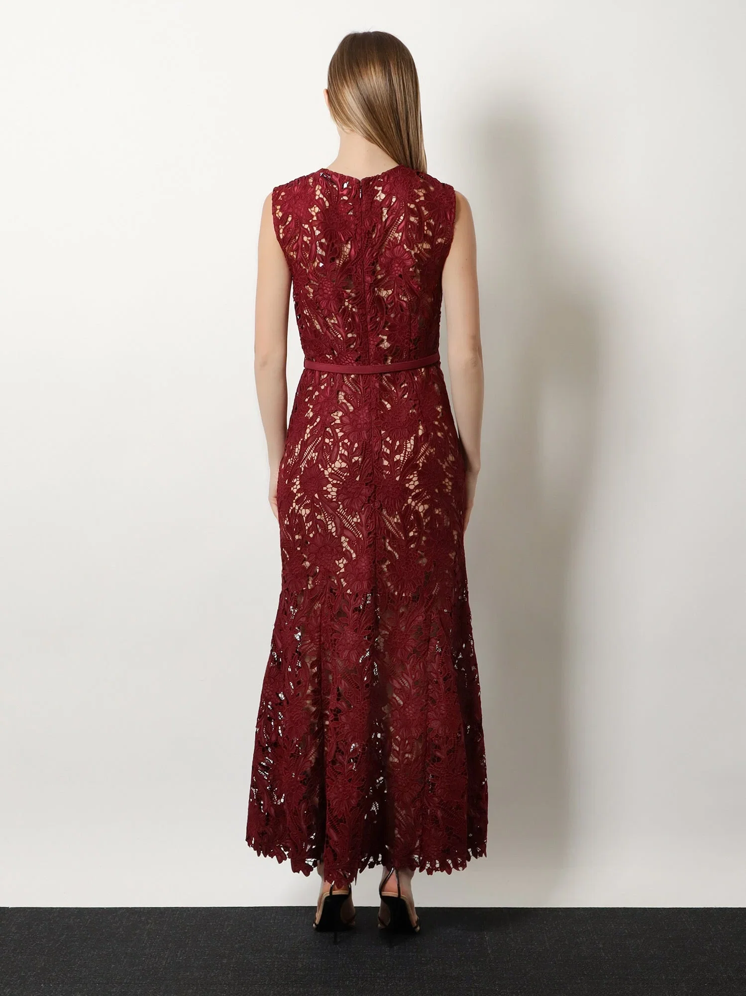 Self-Portrait Lace Midi Dress with belt