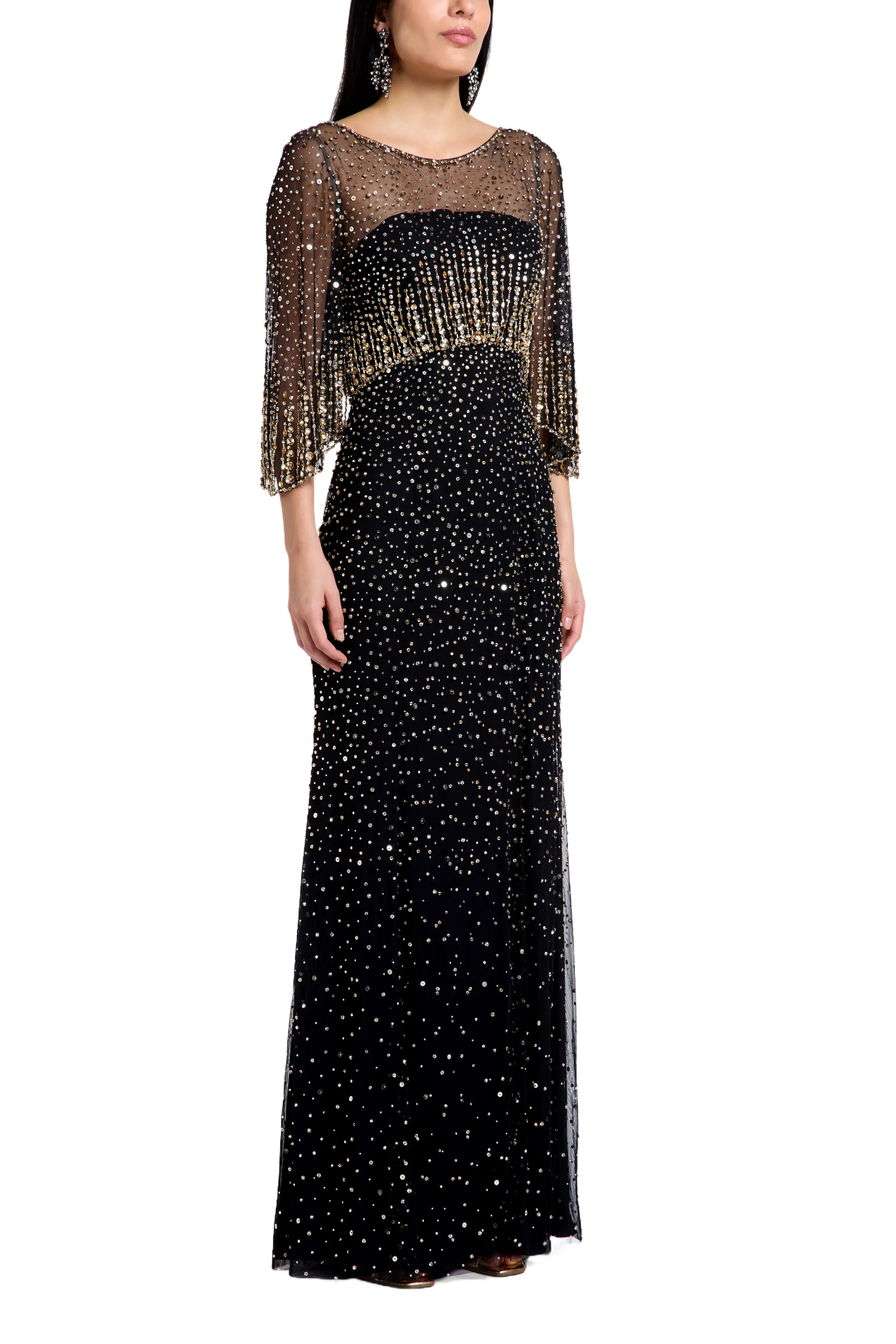 Jenny Packham Kiya Embellished Evening Dress in Black