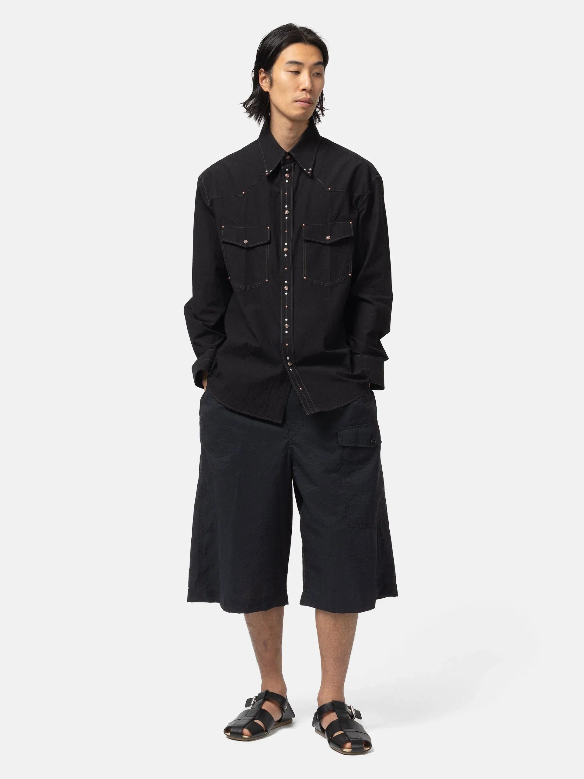 LEMAIRE Shirt With Studs Black