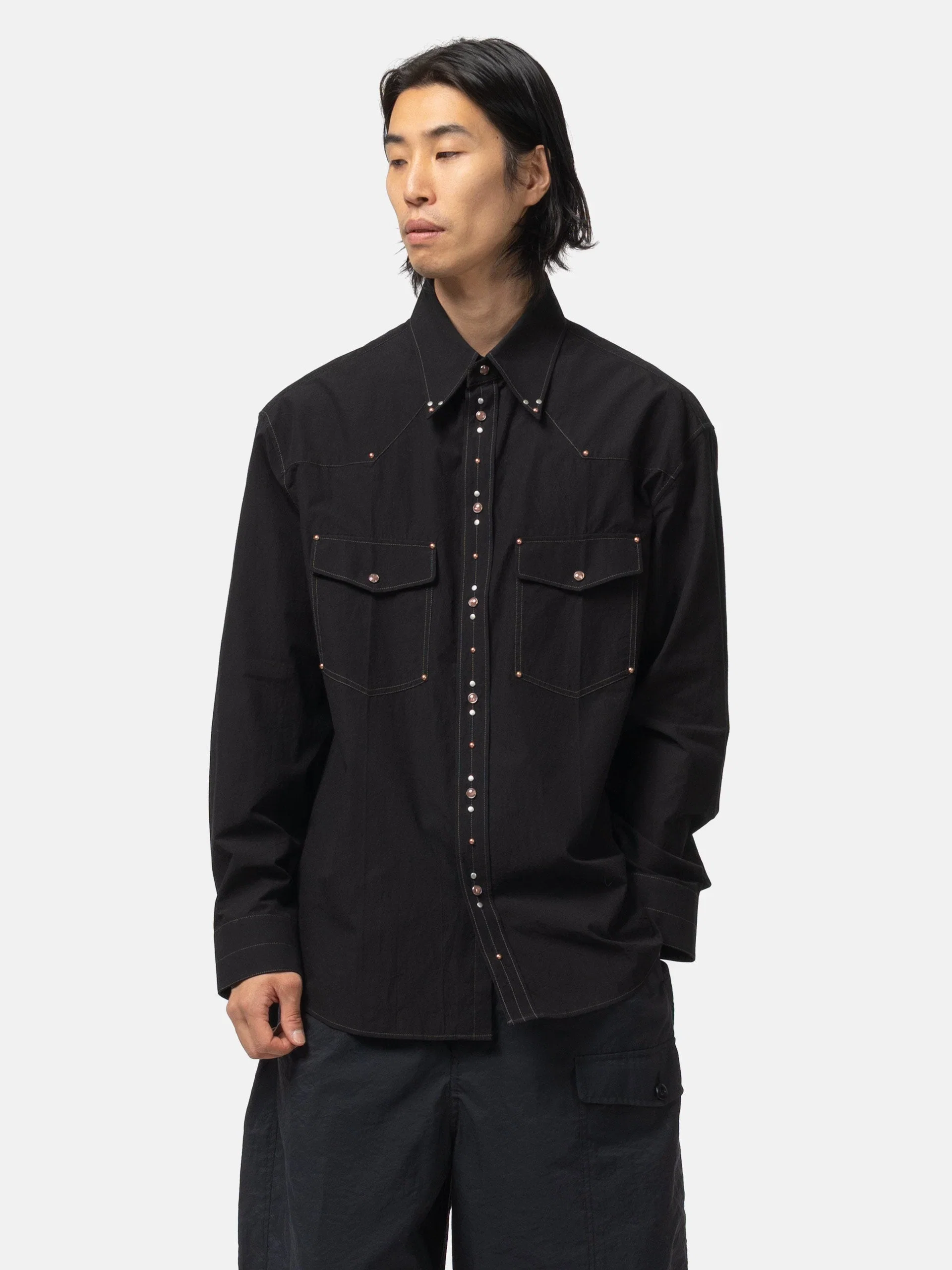 LEMAIRE Shirt With Studs Black