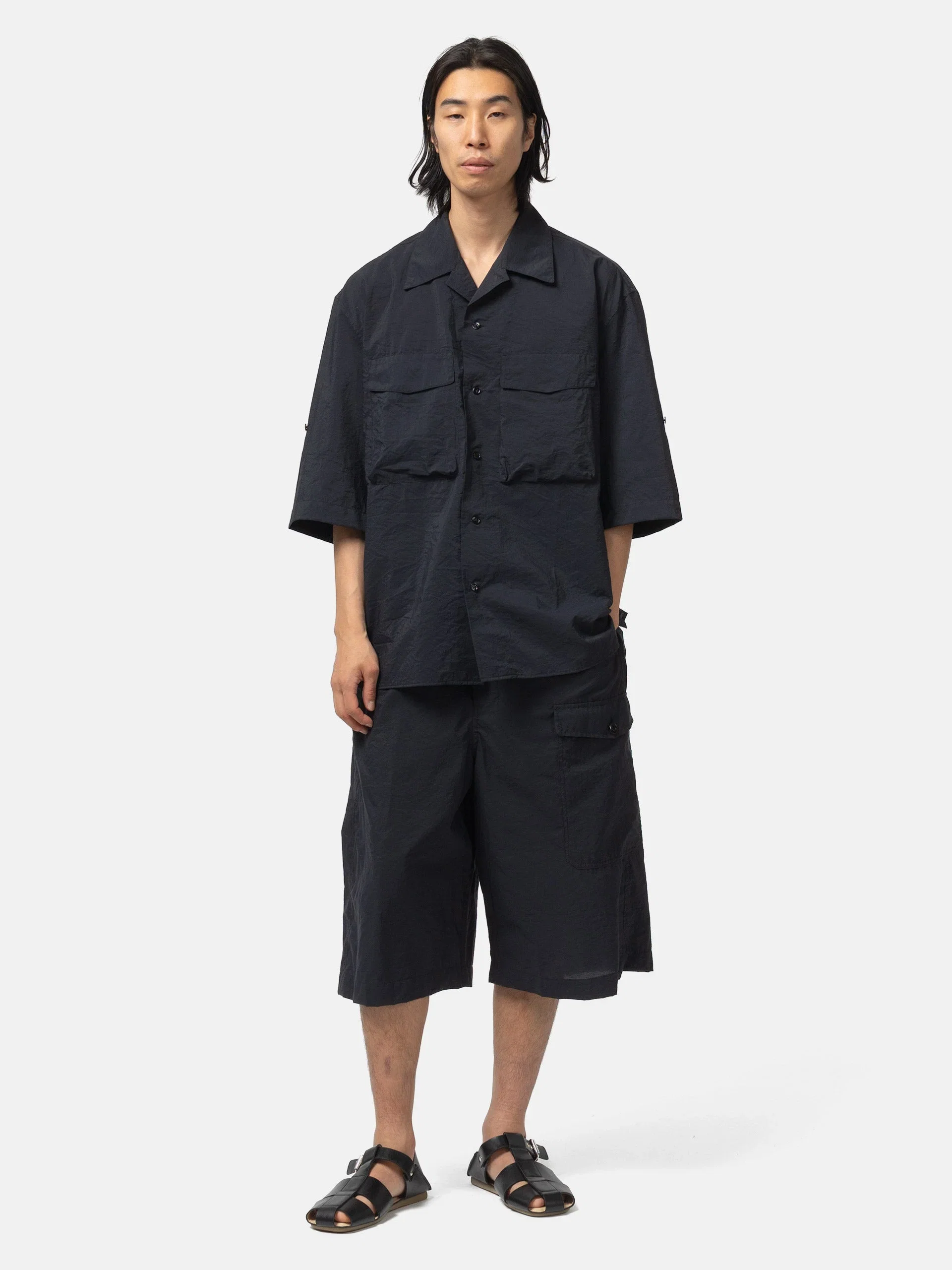 LEMAIRE Short Sleeve Utility Shirt Squid Ink