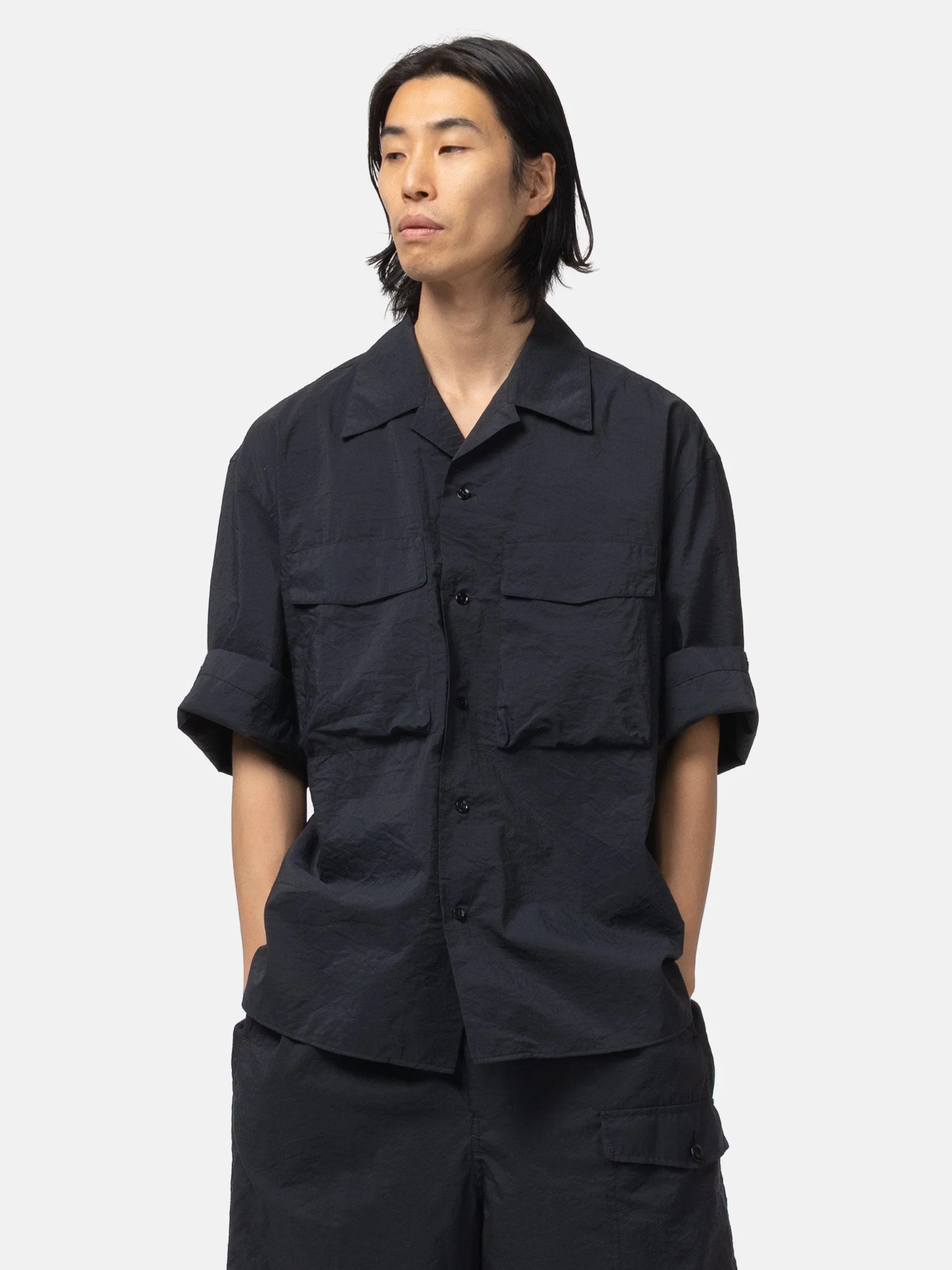 LEMAIRE Short Sleeve Utility Shirt Squid Ink