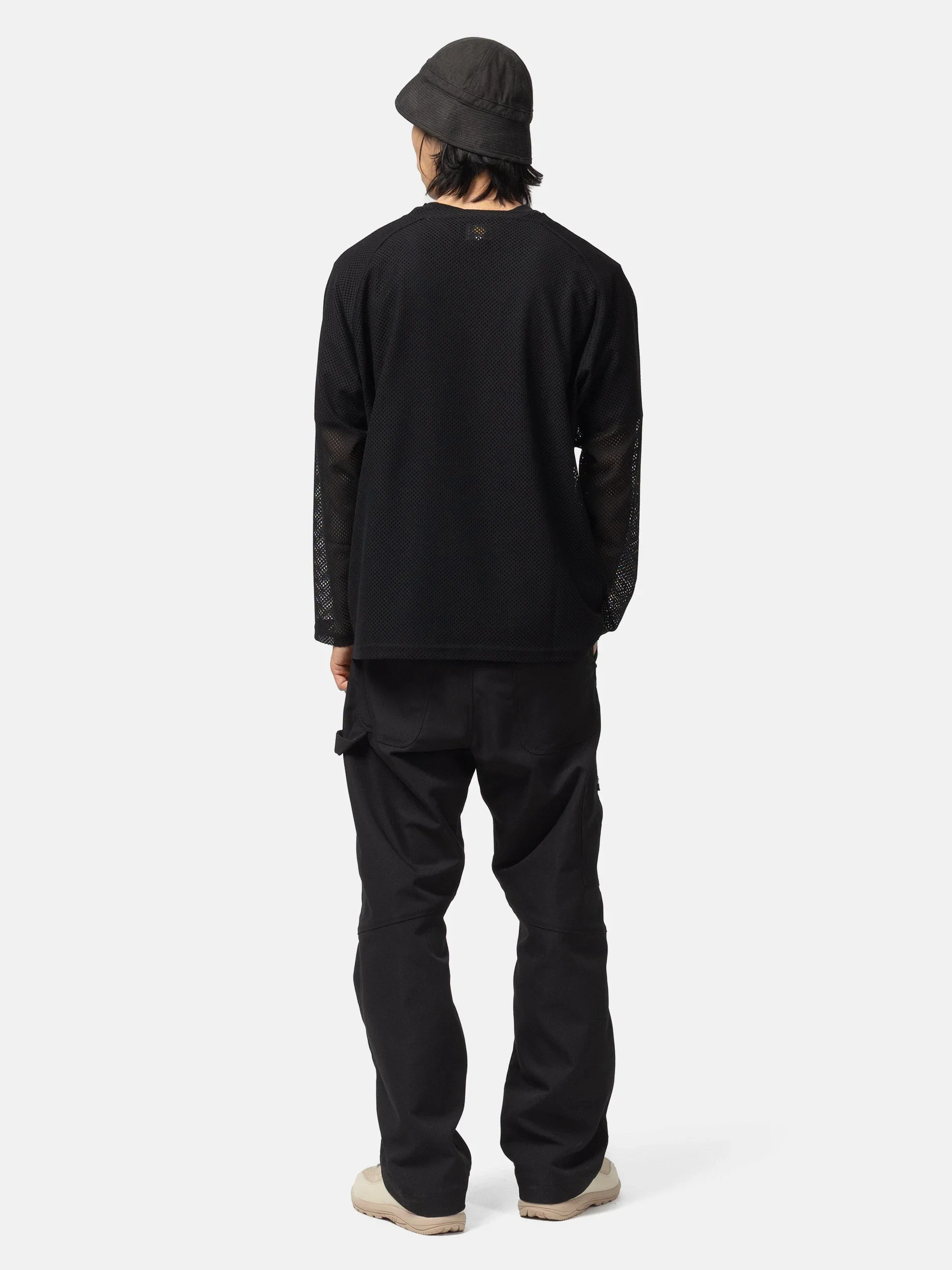 Needles L/S U-Neck Tee - Geometric Raschel Lace Black