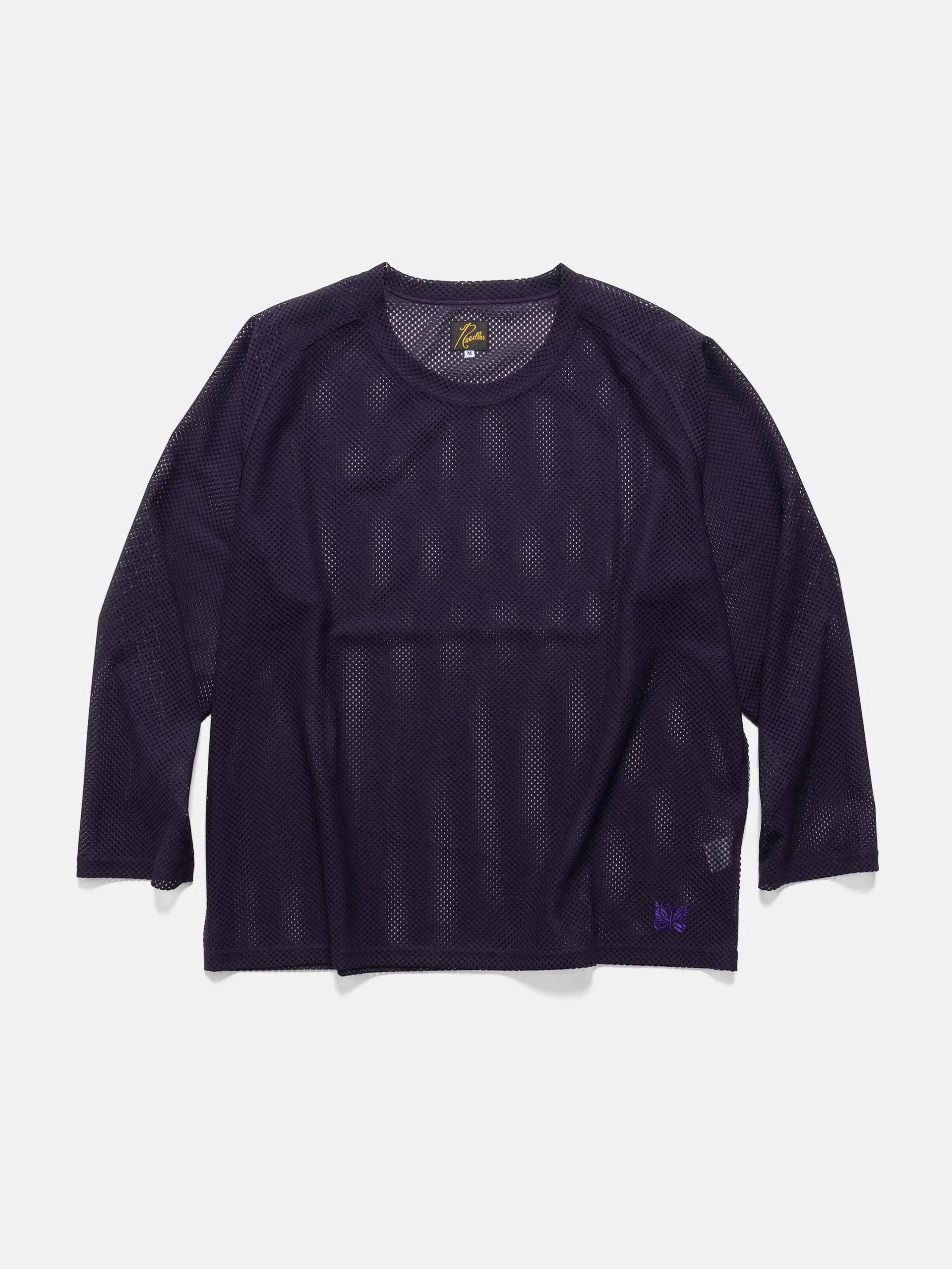 Needles L/S U-Neck Tee - Geometric Raschel Lace Eggplant