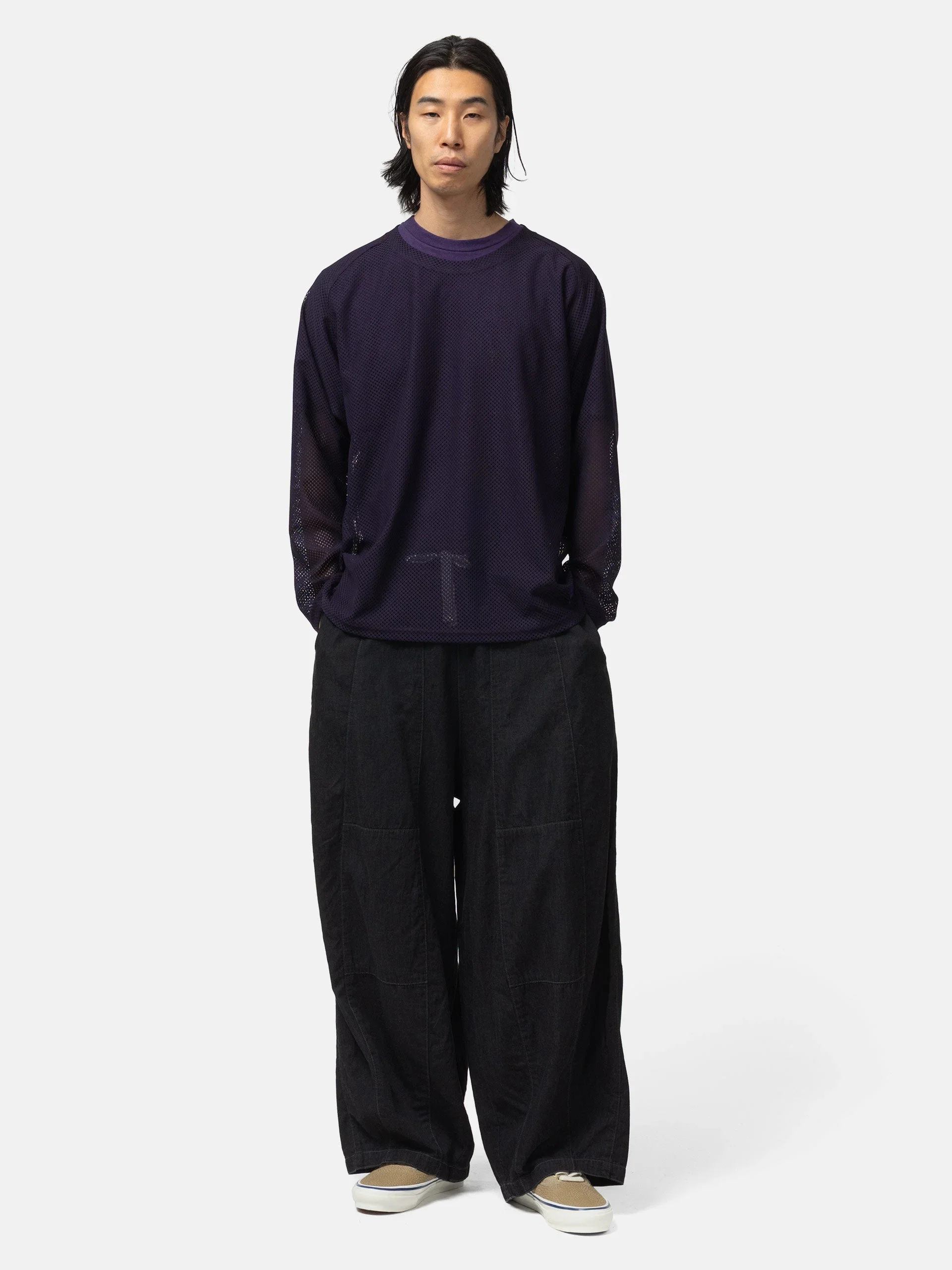 Needles L/S U-Neck Tee - Geometric Raschel Lace Eggplant