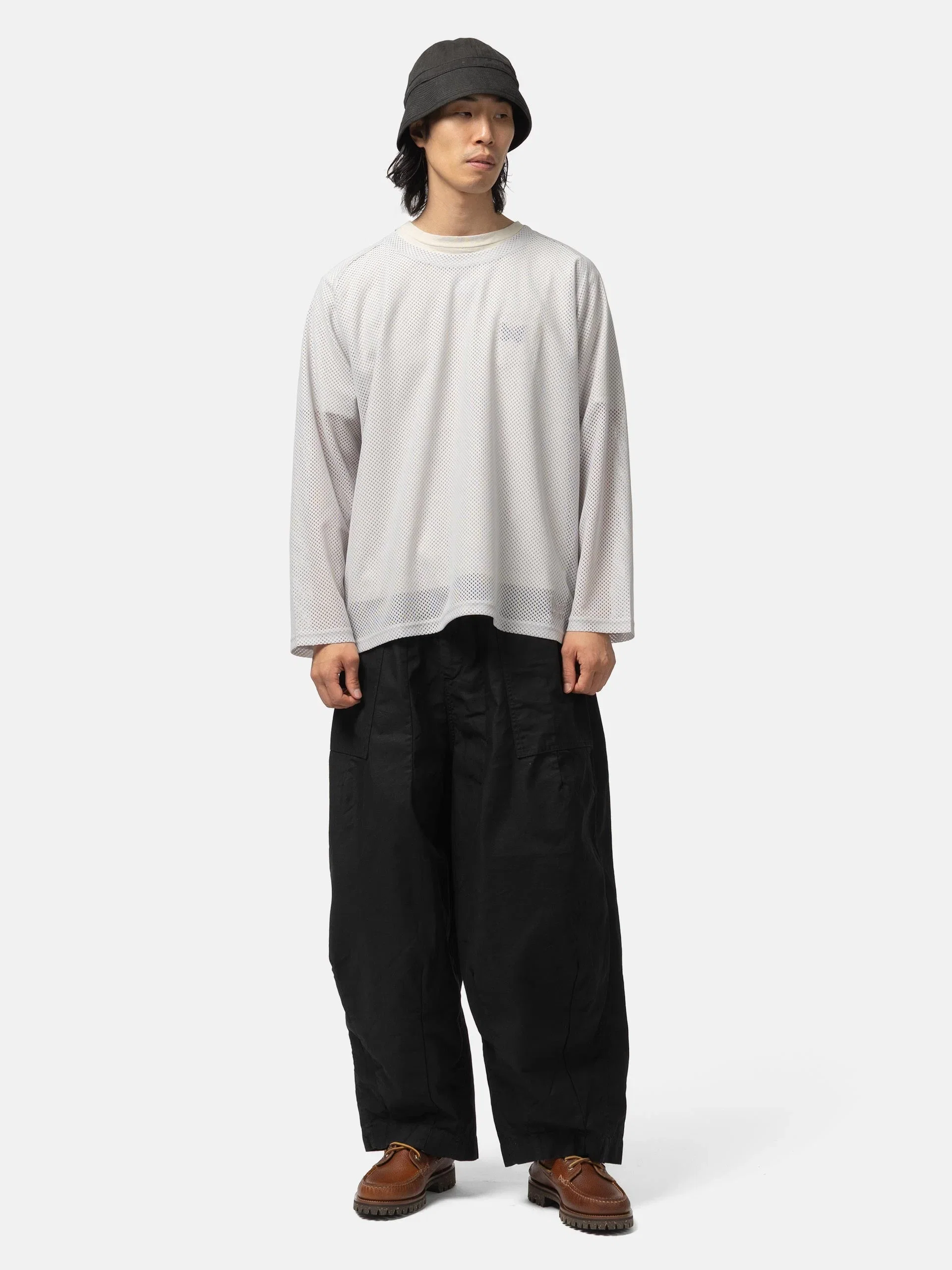 Needles L/S U-Neck Tee - Geometric Raschel Lace Grey