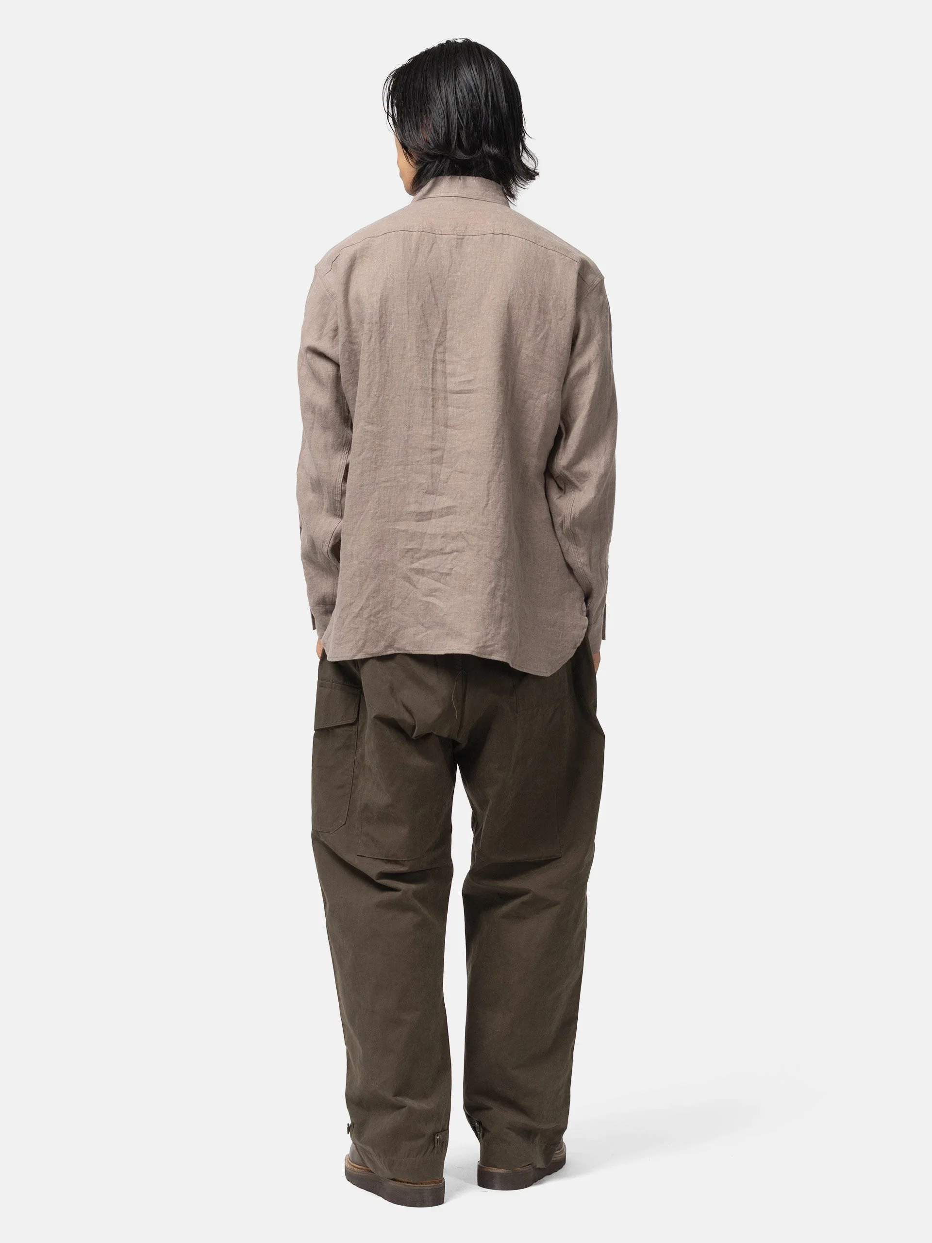 Needles Half Zip Work Shirt - Brushed Linen Canvas Taupe