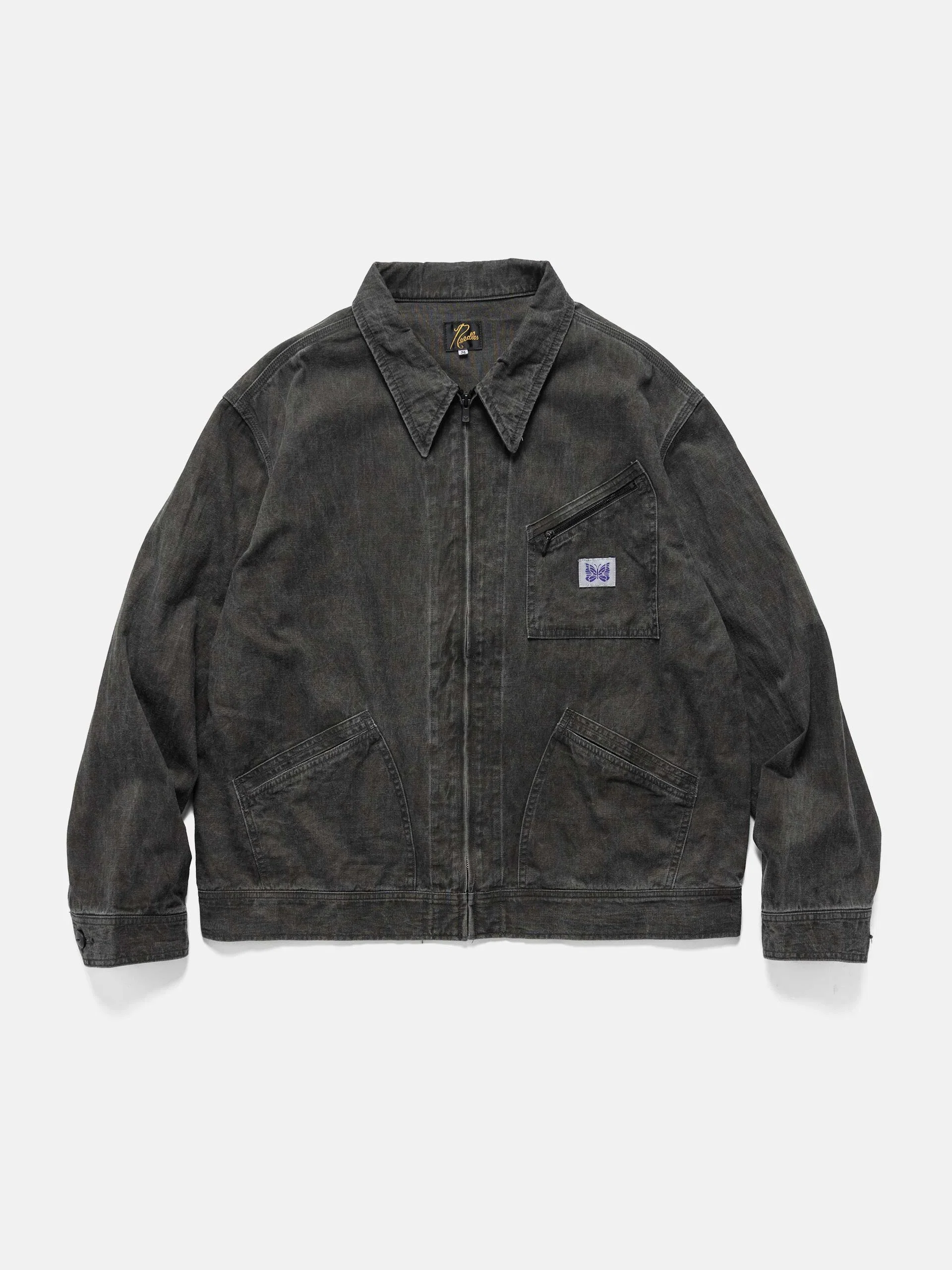Needles Zipped Work Jacket - C/L Canvas / Sumi Dye Black