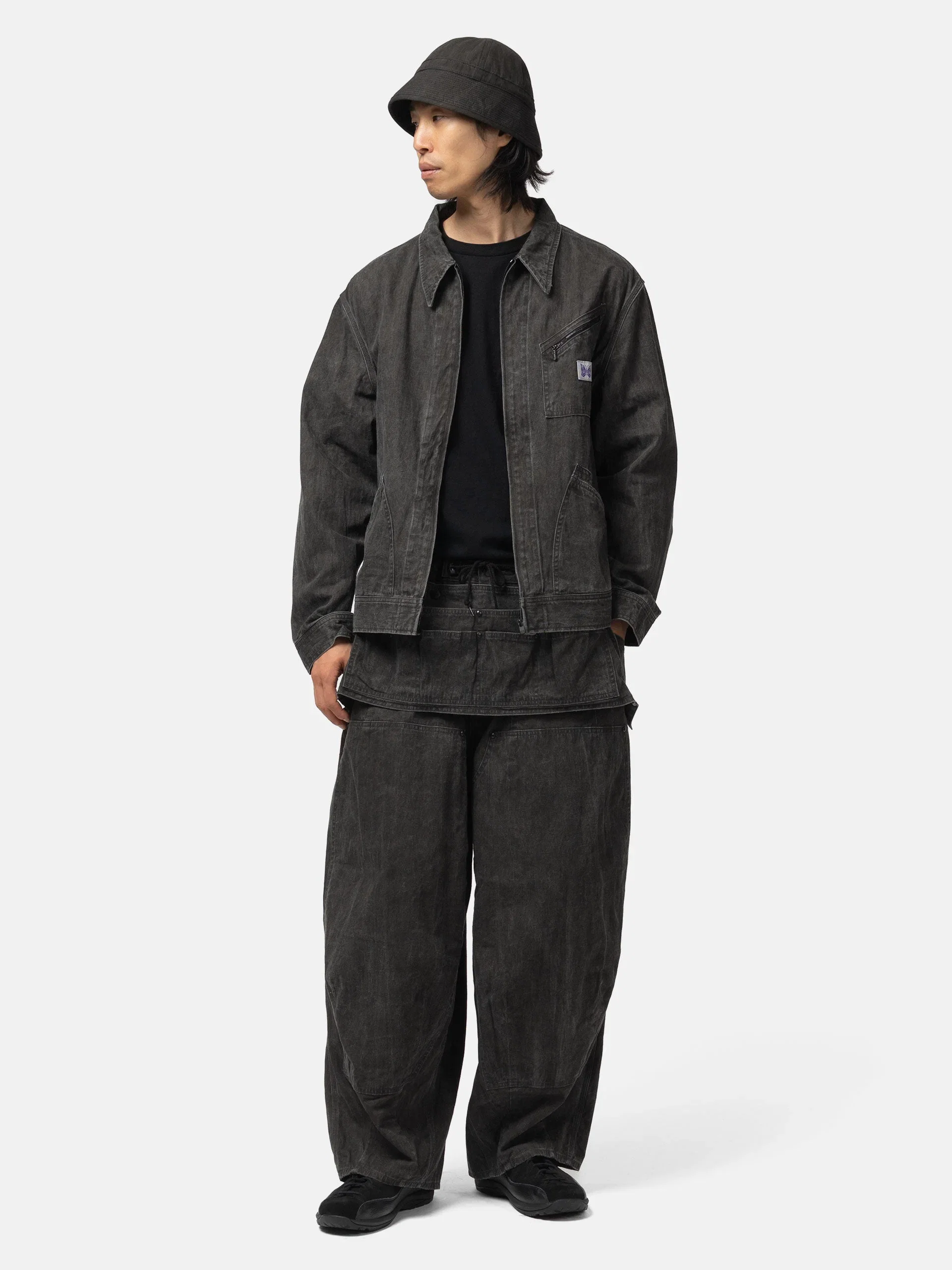 Needles Zipped Work Jacket - C/L Canvas / Sumi Dye Black