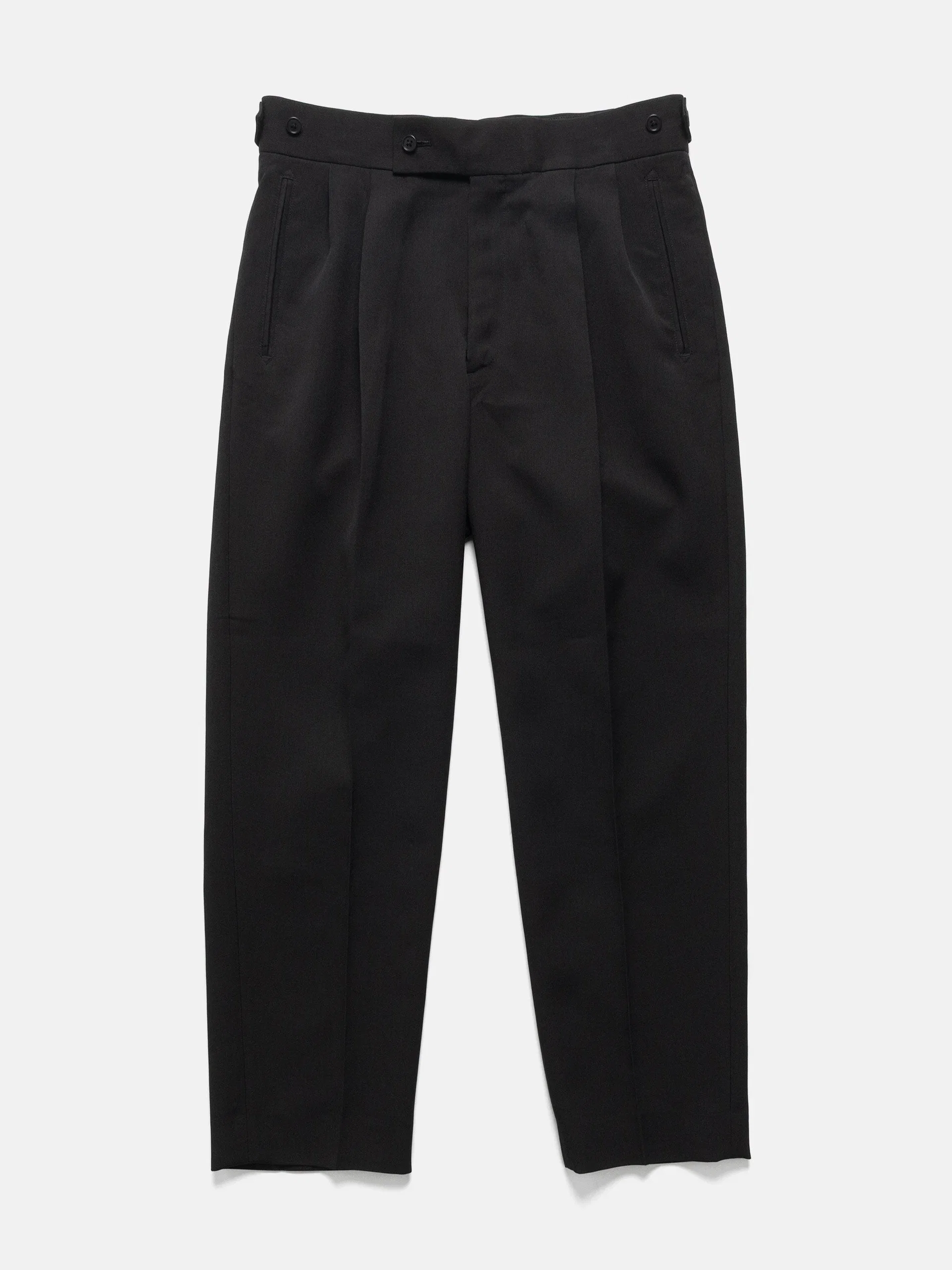 Needles Side Tab Tucked Trouser - Poly Double Cloth Black