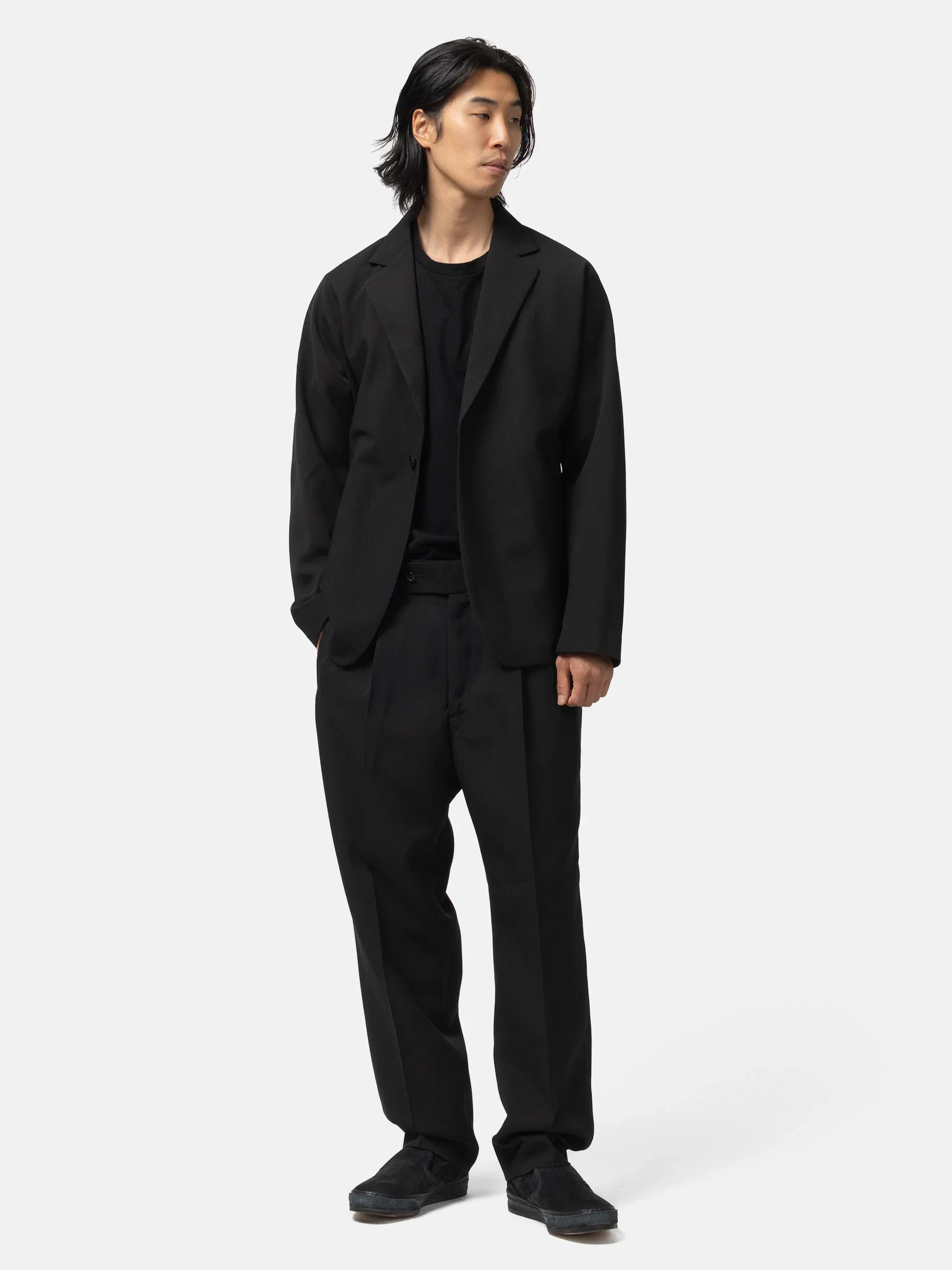 Needles Side Tab Tucked Trouser - Poly Double Cloth Black