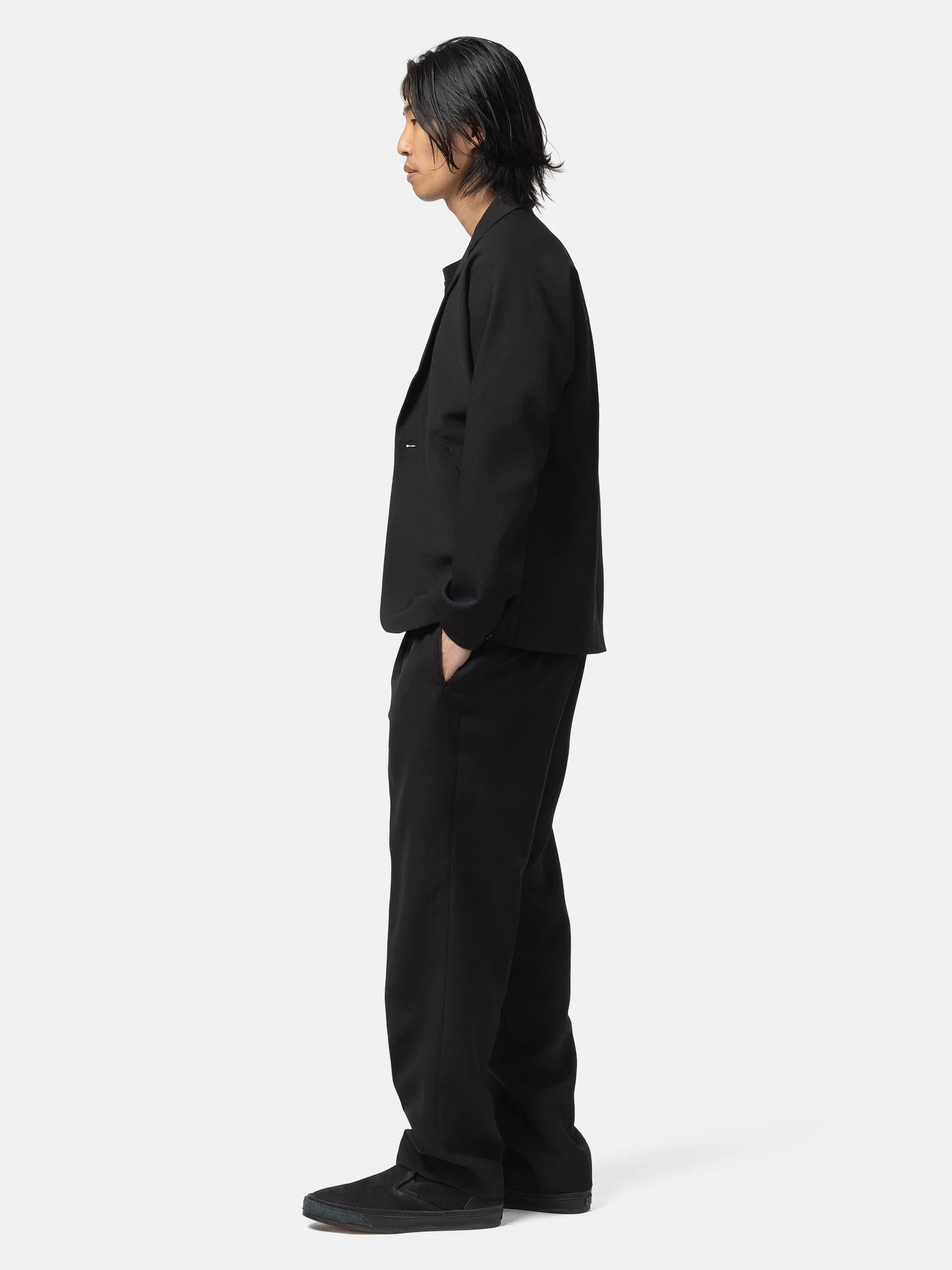 Needles Side Tab Tucked Trouser - Poly Double Cloth Black