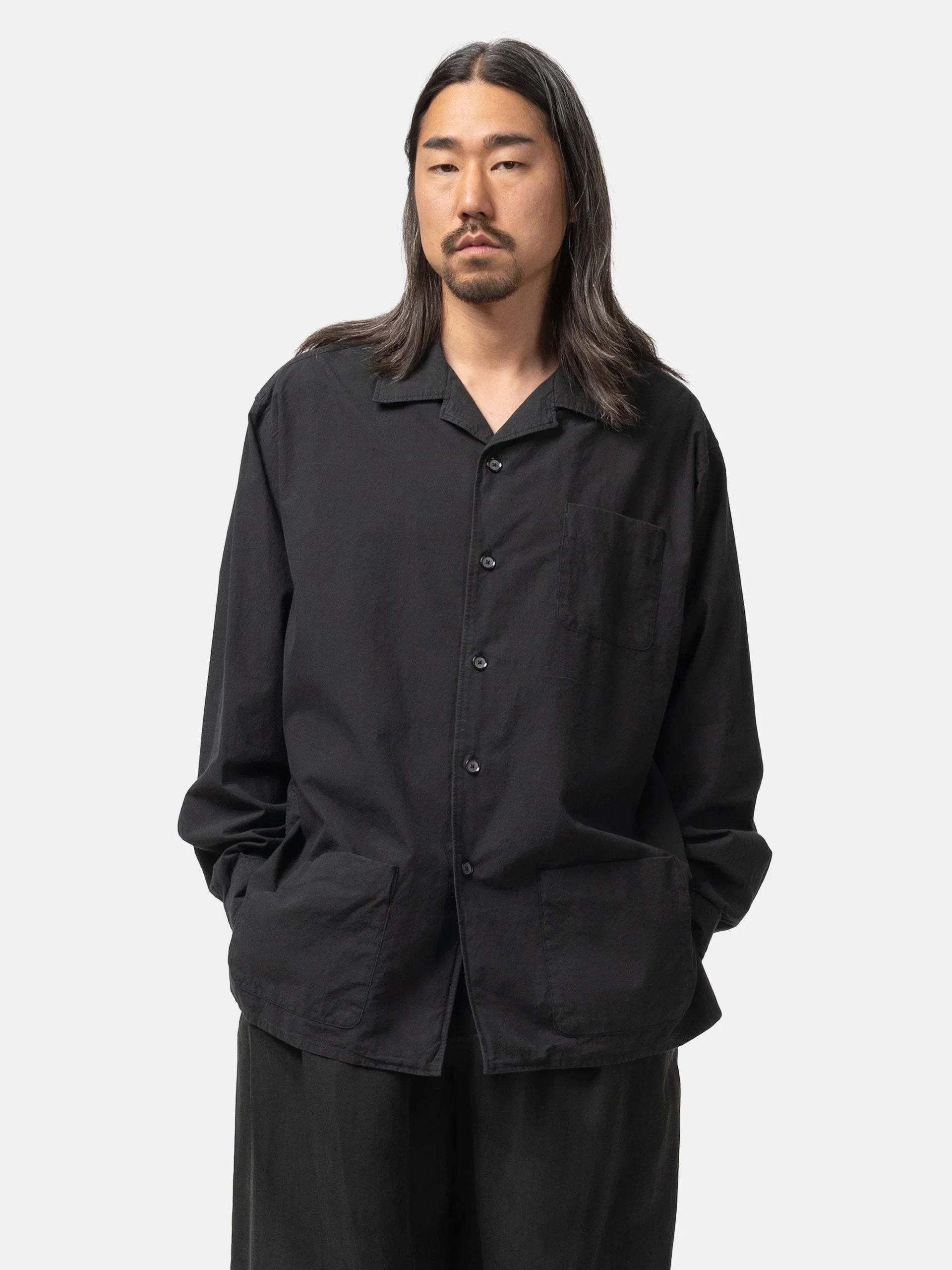 Yoke Garment-dyed Shirt Jacket Carbon Black