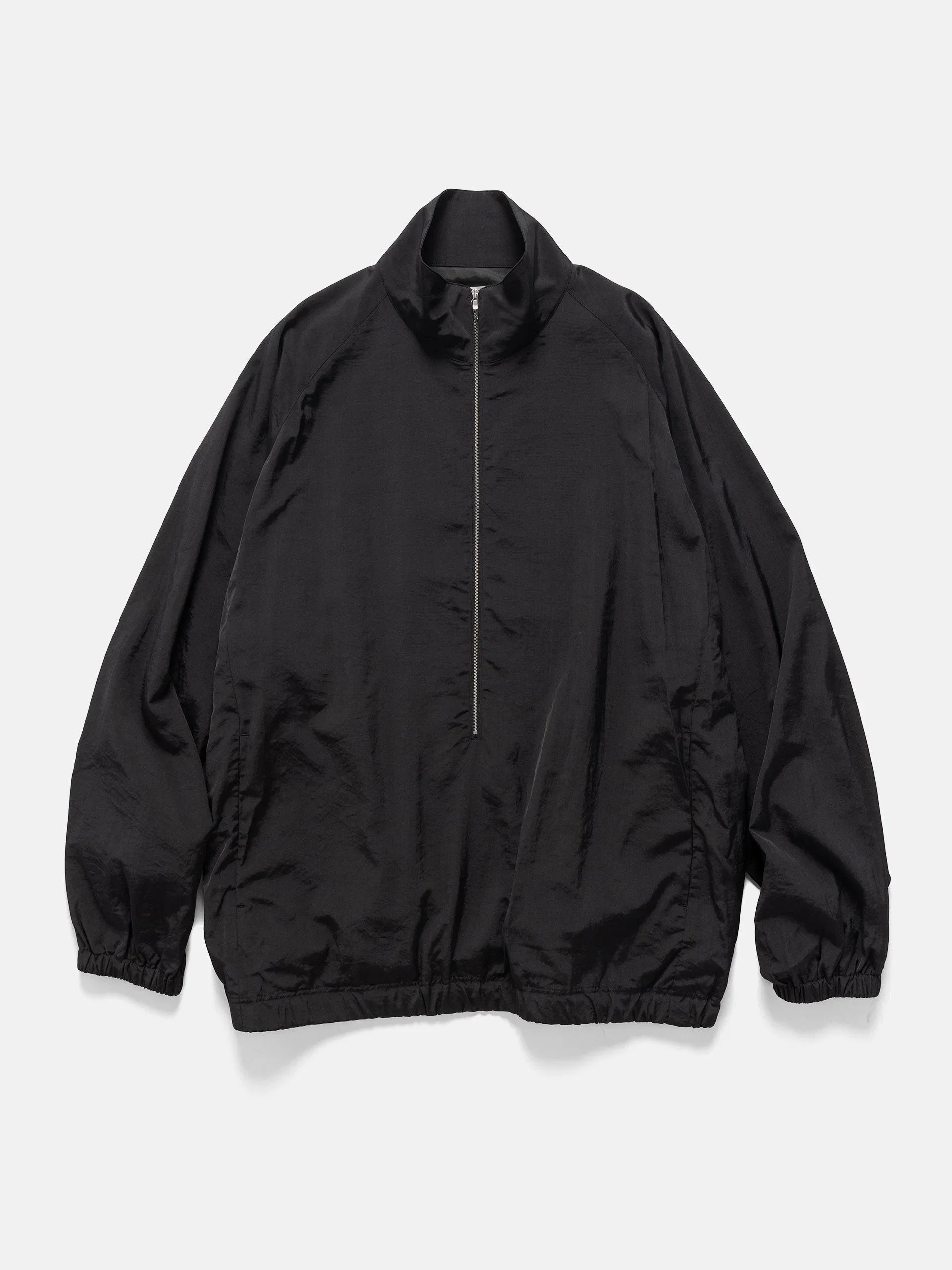 Yoke Silk Nylon 3/4 Zip Pullover Black