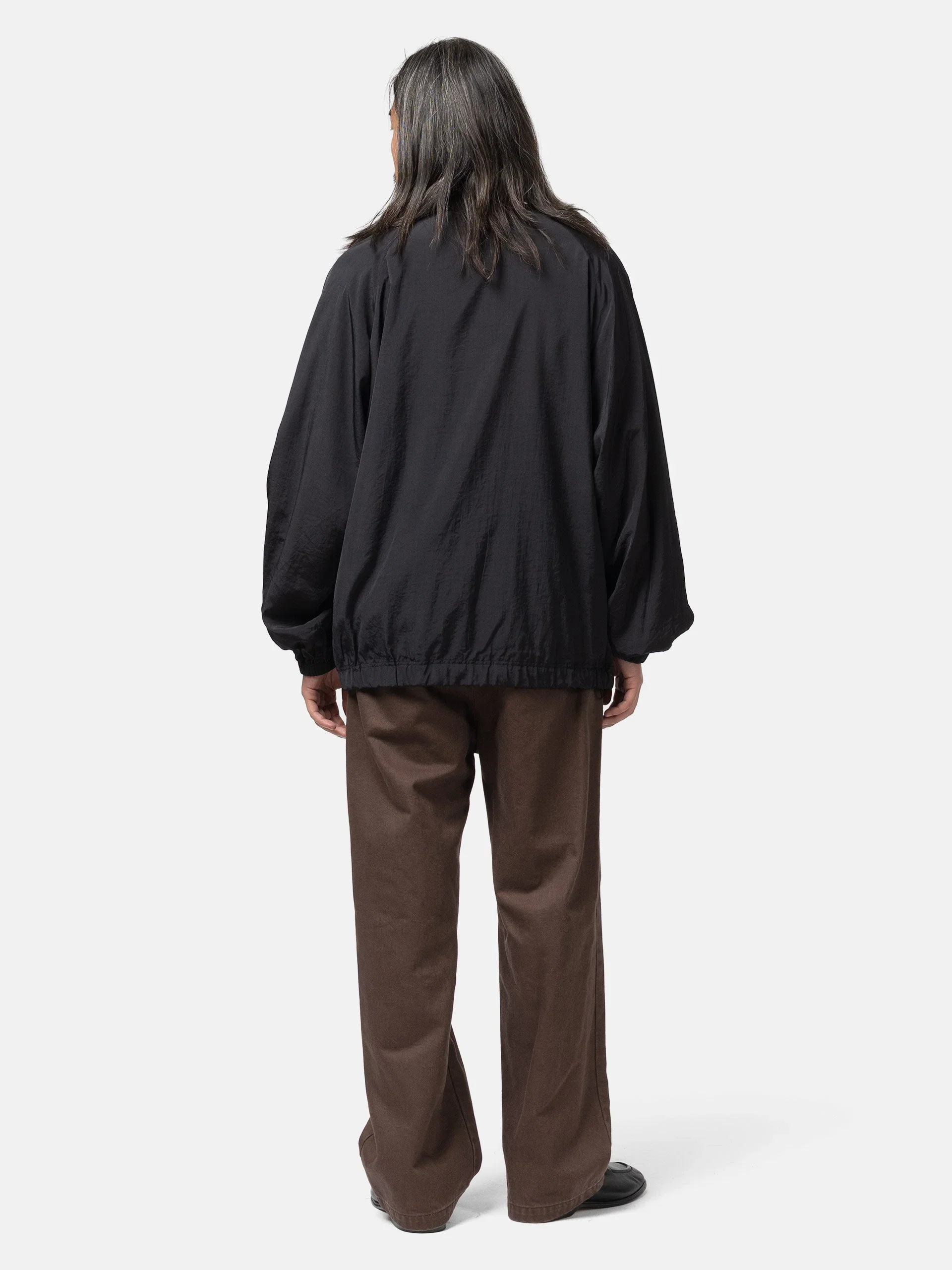 Yoke Silk Nylon 3/4 Zip Pullover Black