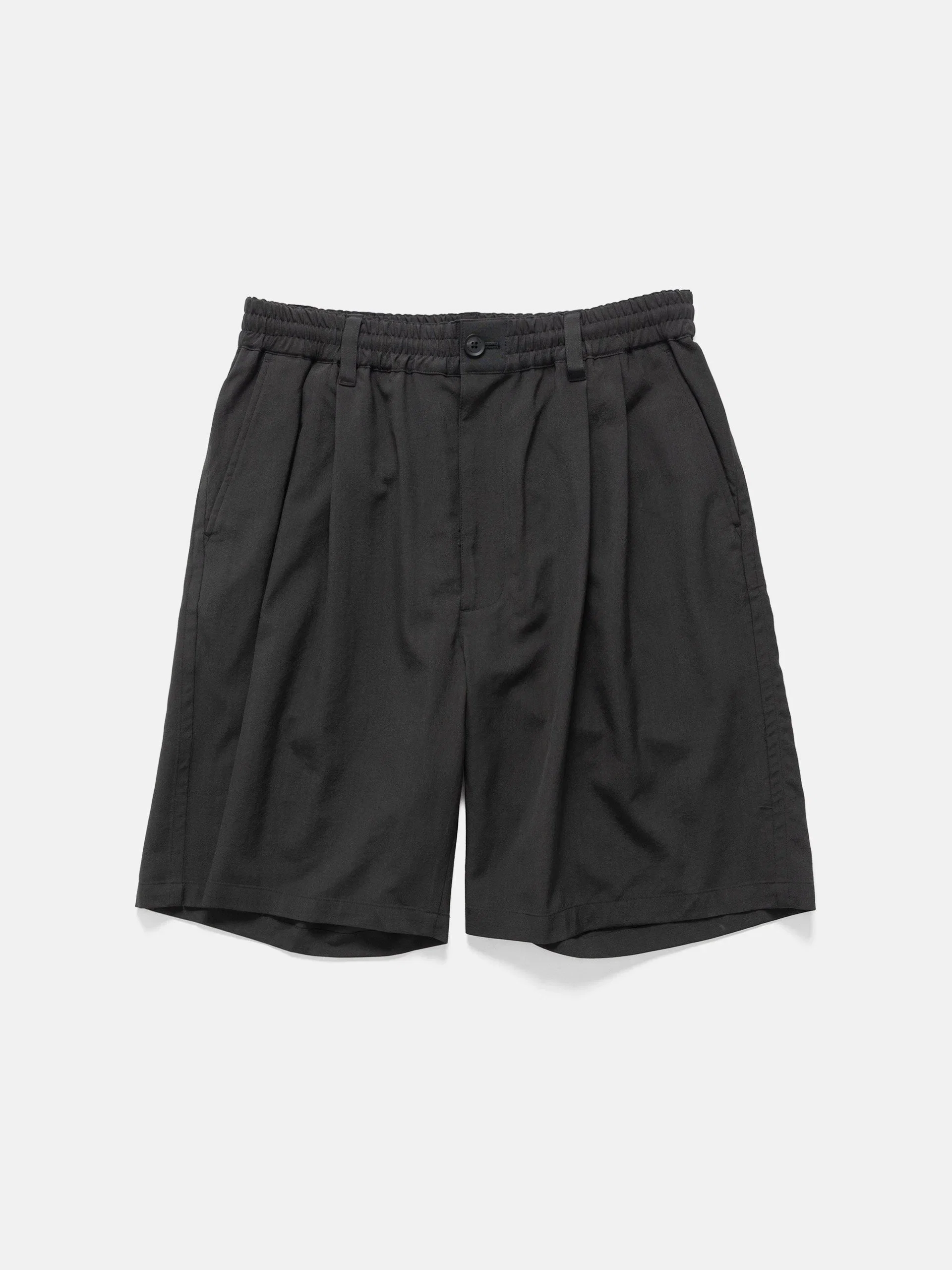 Yoke Wool Washer Tropical 2Pleated Easy Shorts Carbon