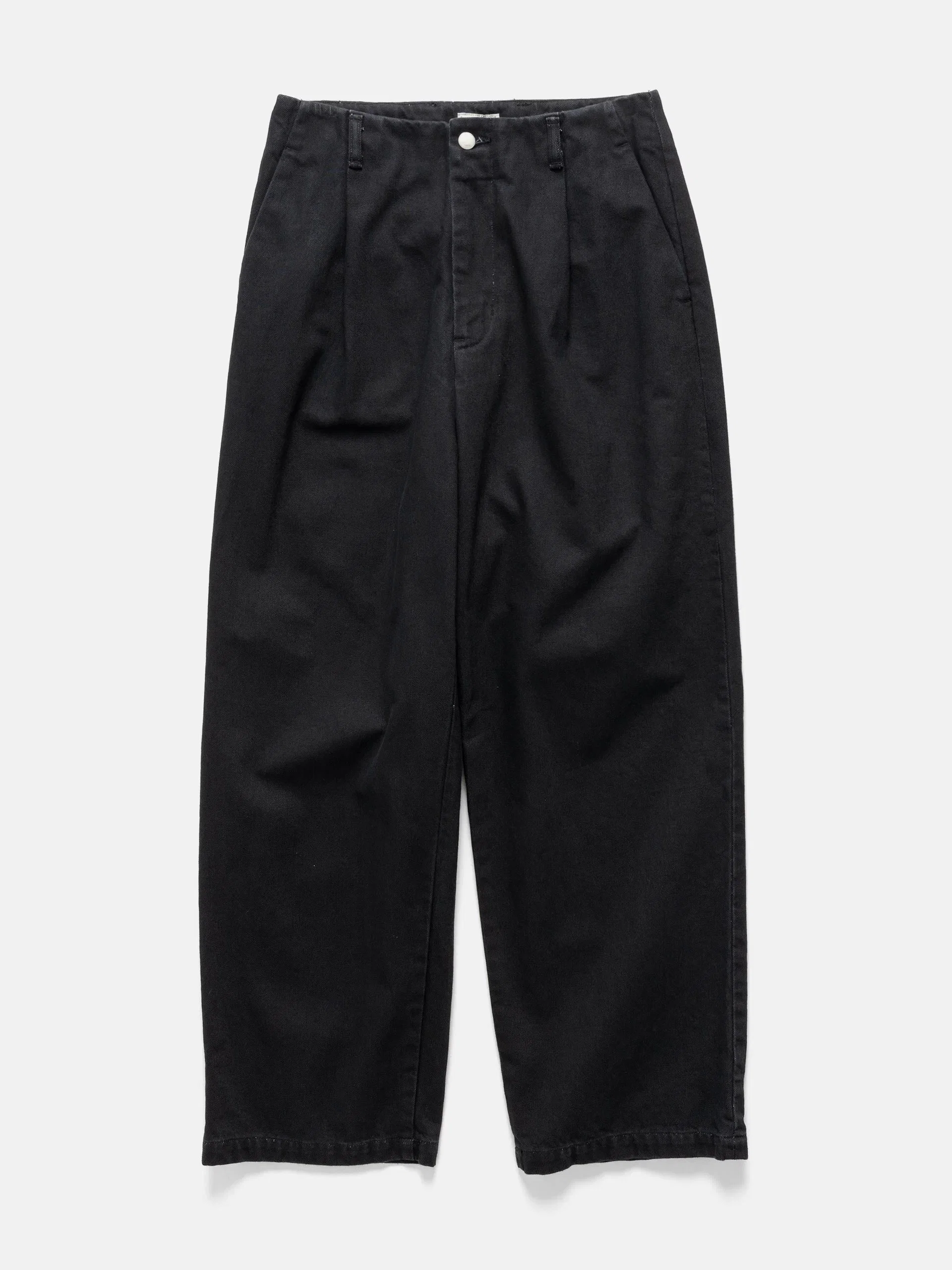 Yoke 1Pleated Wide Tapered Trousers Black