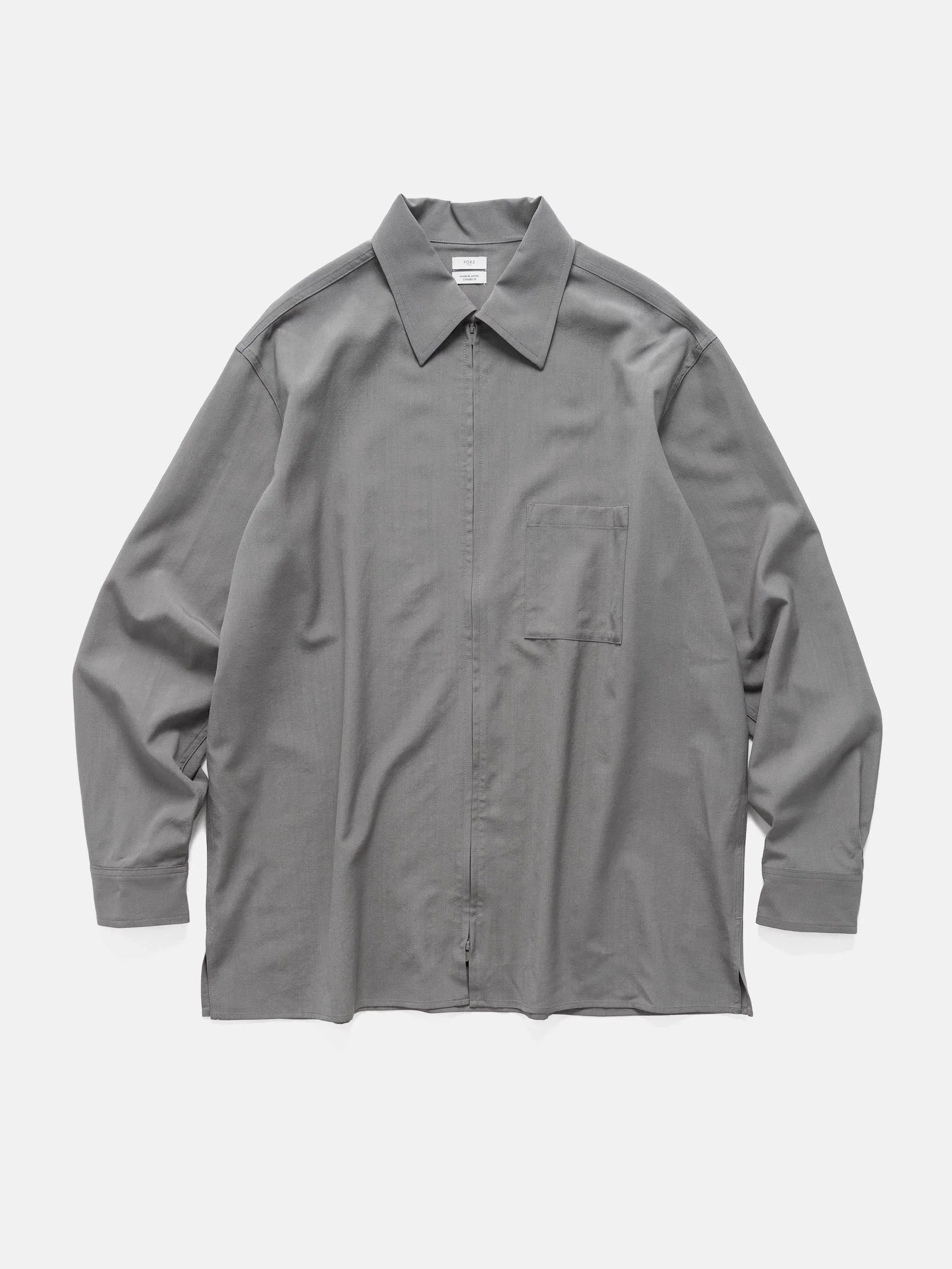 Yoke Wool Washer Tropical Zip Shirt Gray