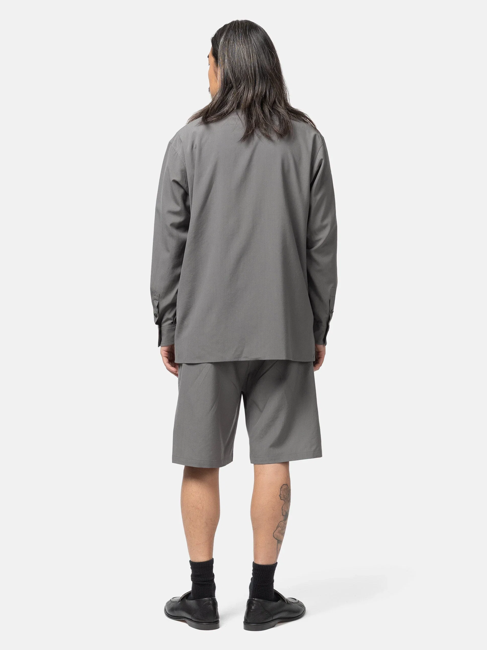 Yoke Wool Washer Tropical Zip Shirt Gray