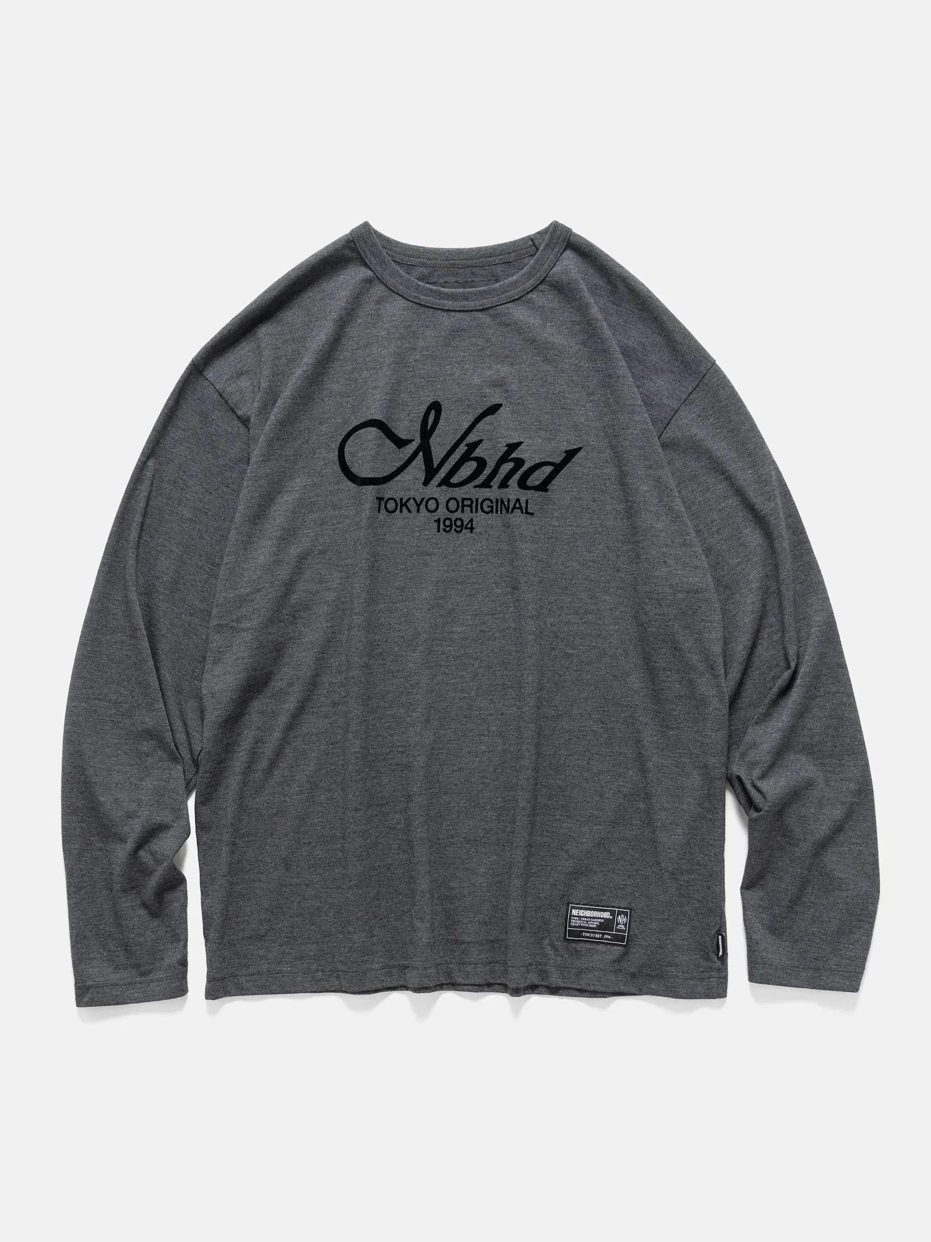 Neighborhood Heather Fabric Tee LS Black