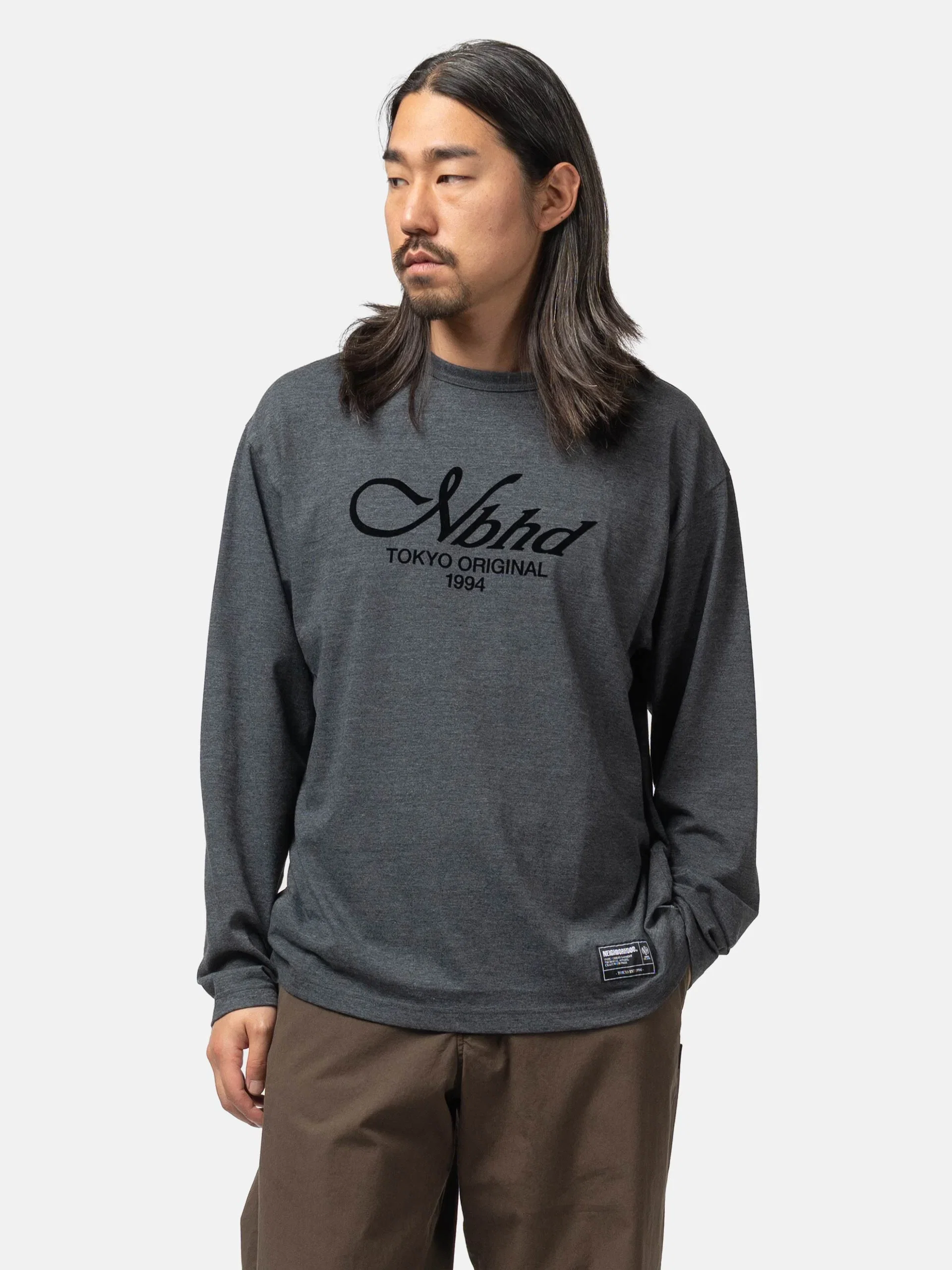Neighborhood Heather Fabric Tee LS Black