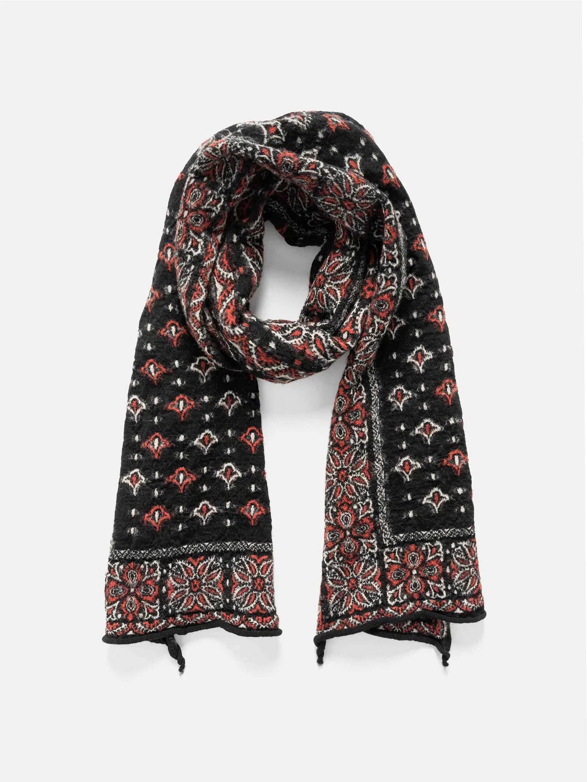 KAPITAL Fulling Wool Scarf Colorful BIG-MAMA Bandana Black