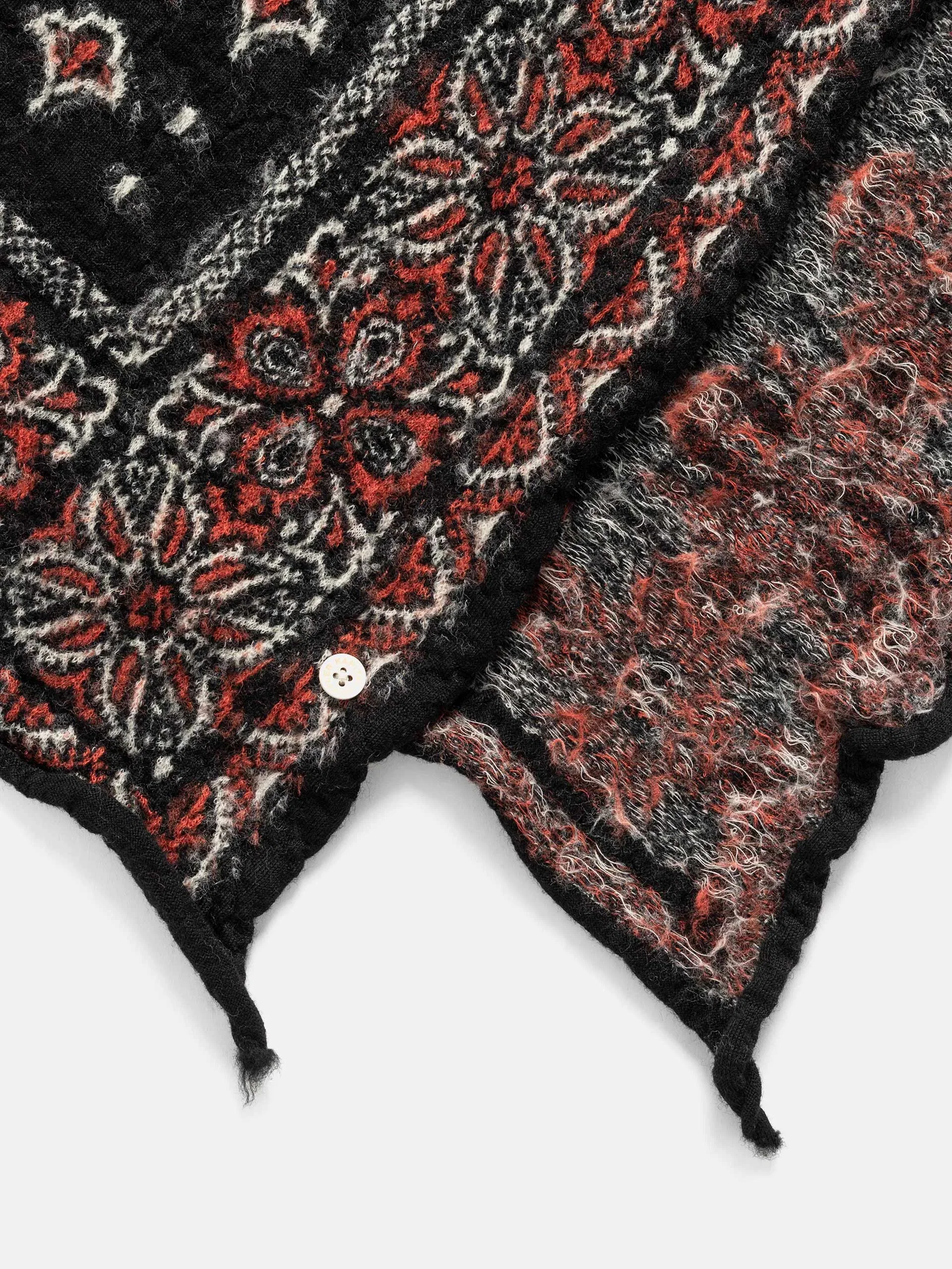 KAPITAL Fulling Wool Scarf Colorful BIG-MAMA Bandana Black