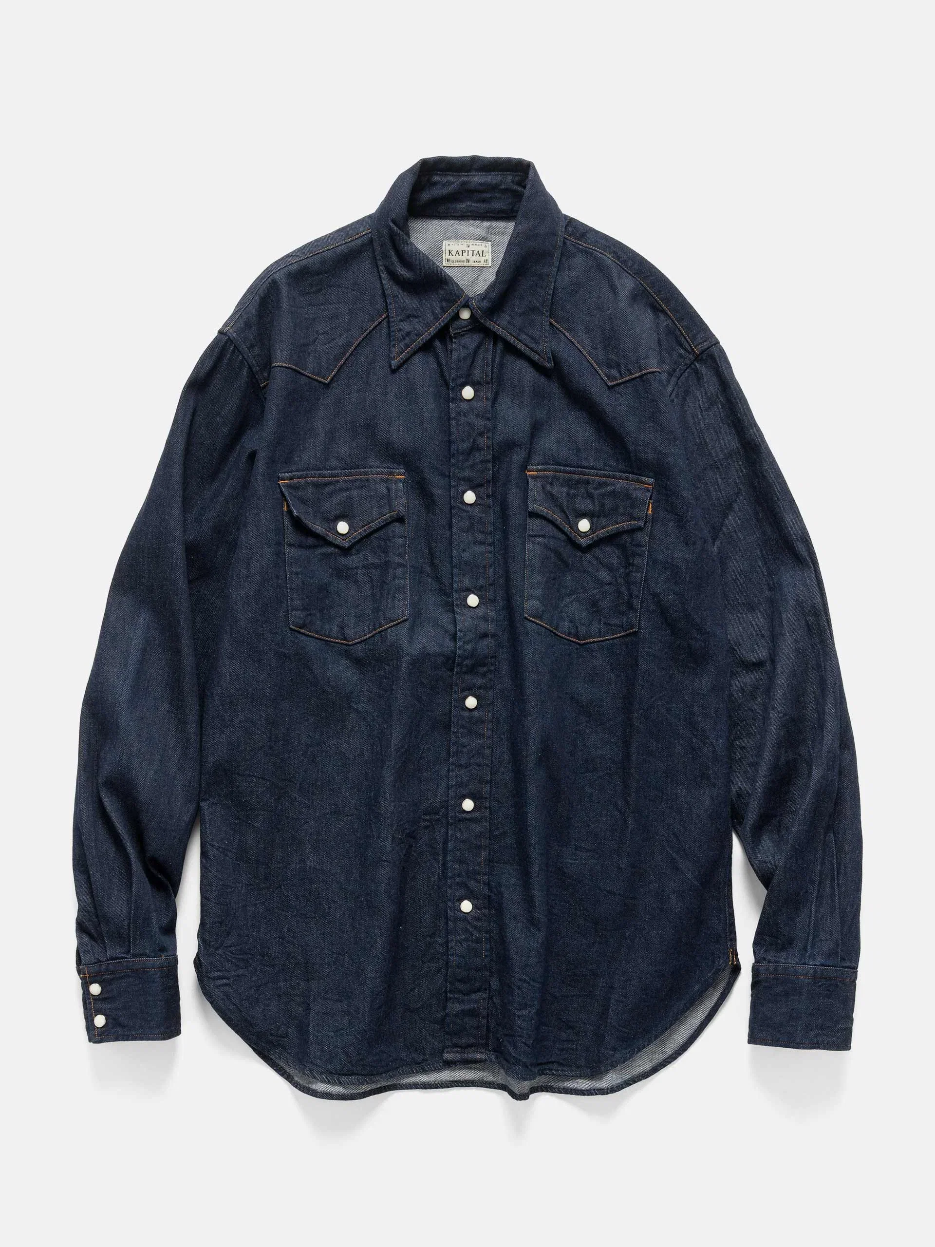 KAPITAL 8oz Denim HUSKY Western Shirt IDG
