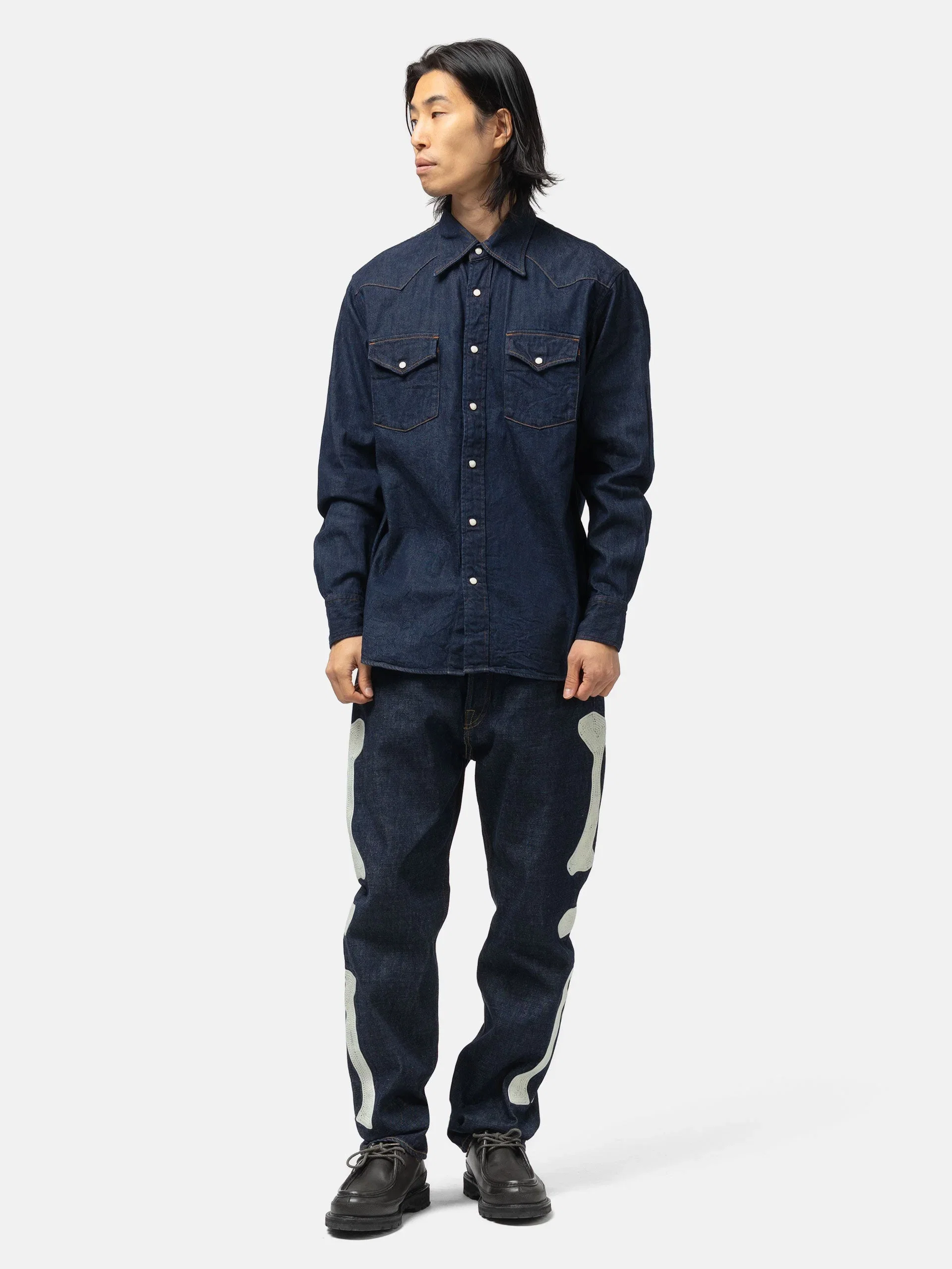 KAPITAL 8oz Denim HUSKY Western Shirt IDG