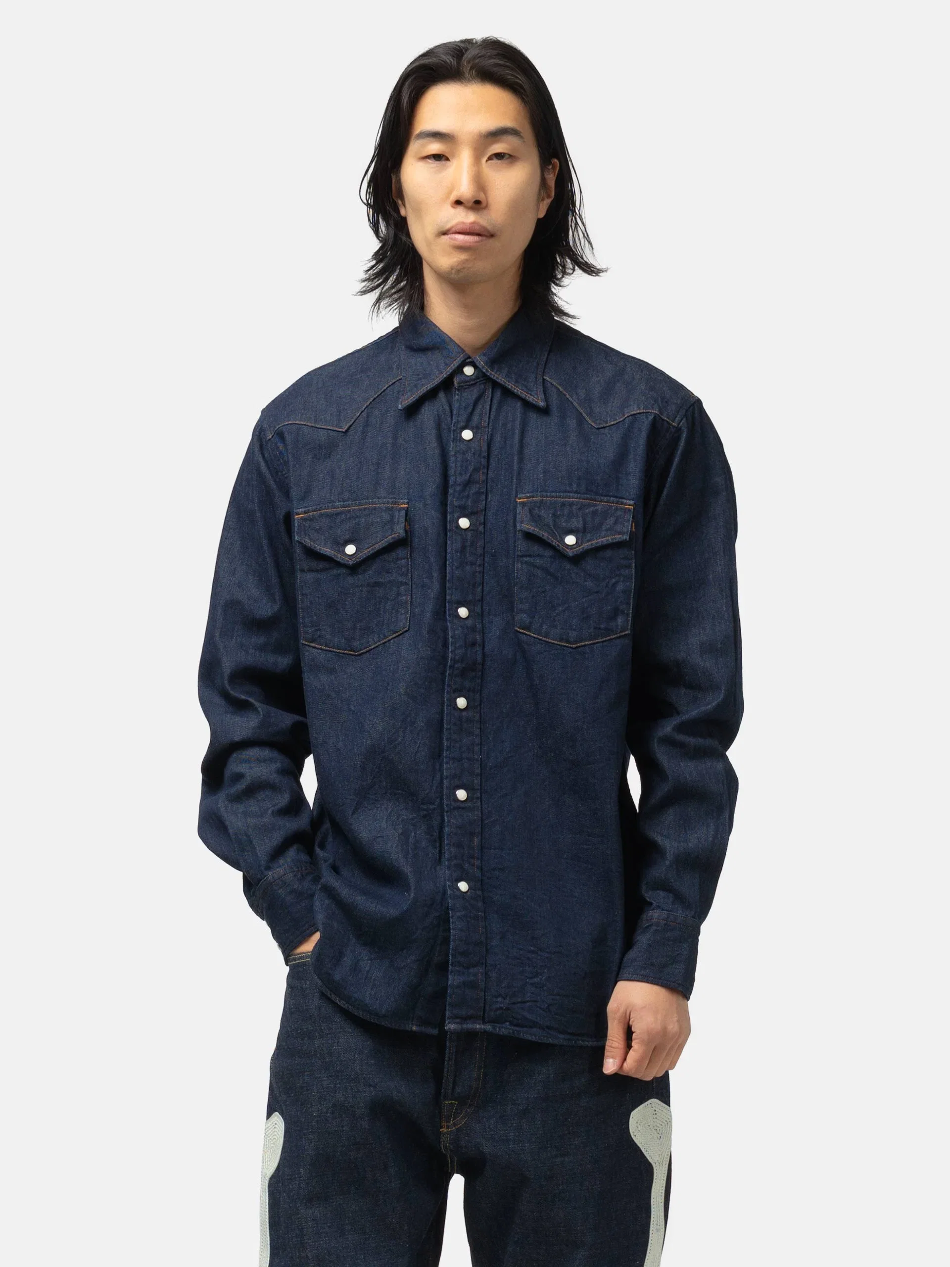 KAPITAL 8oz Denim HUSKY Western Shirt IDG