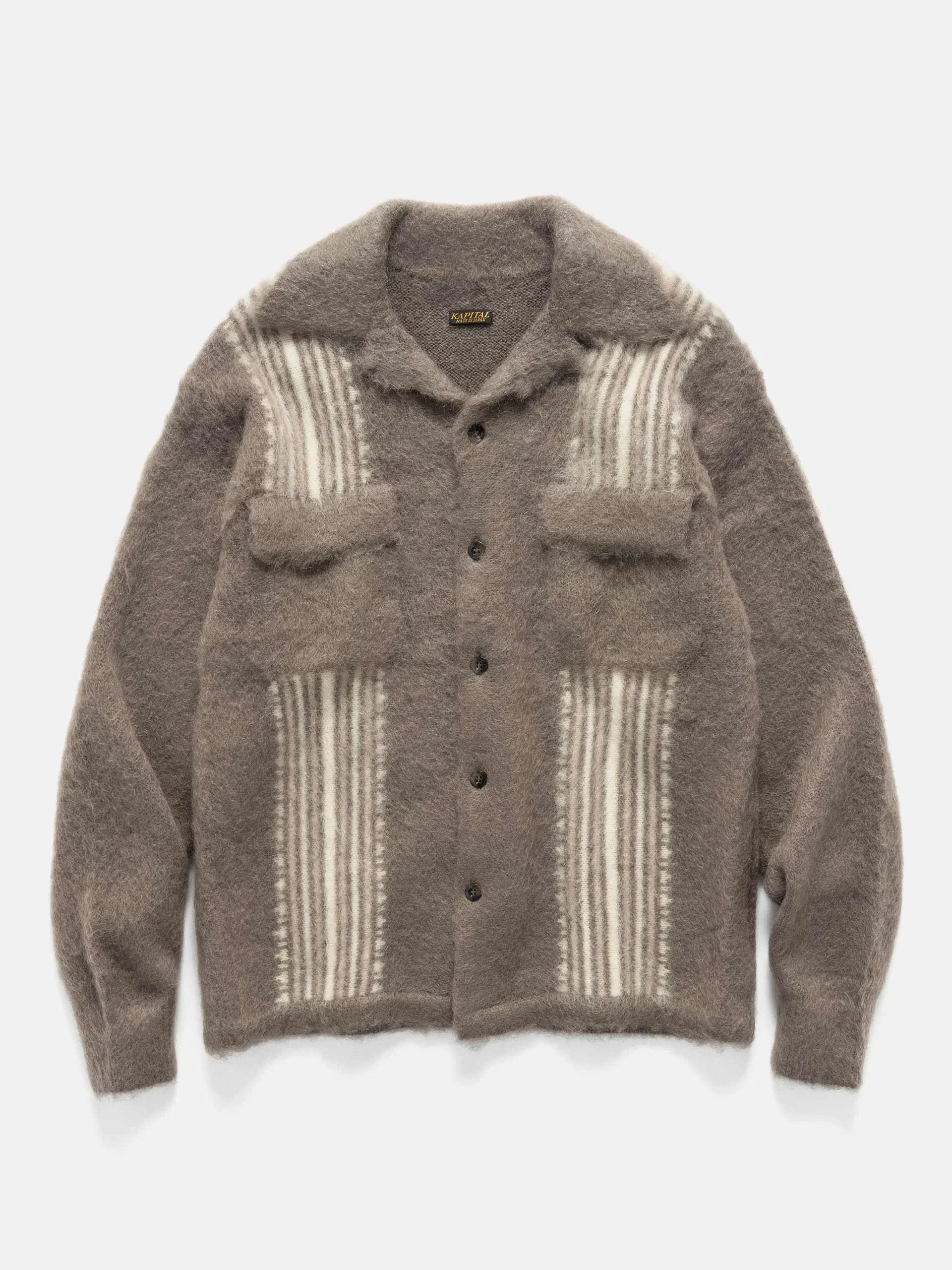KAPITAL 7G Mohair Knit Board Shirt Moca Beige