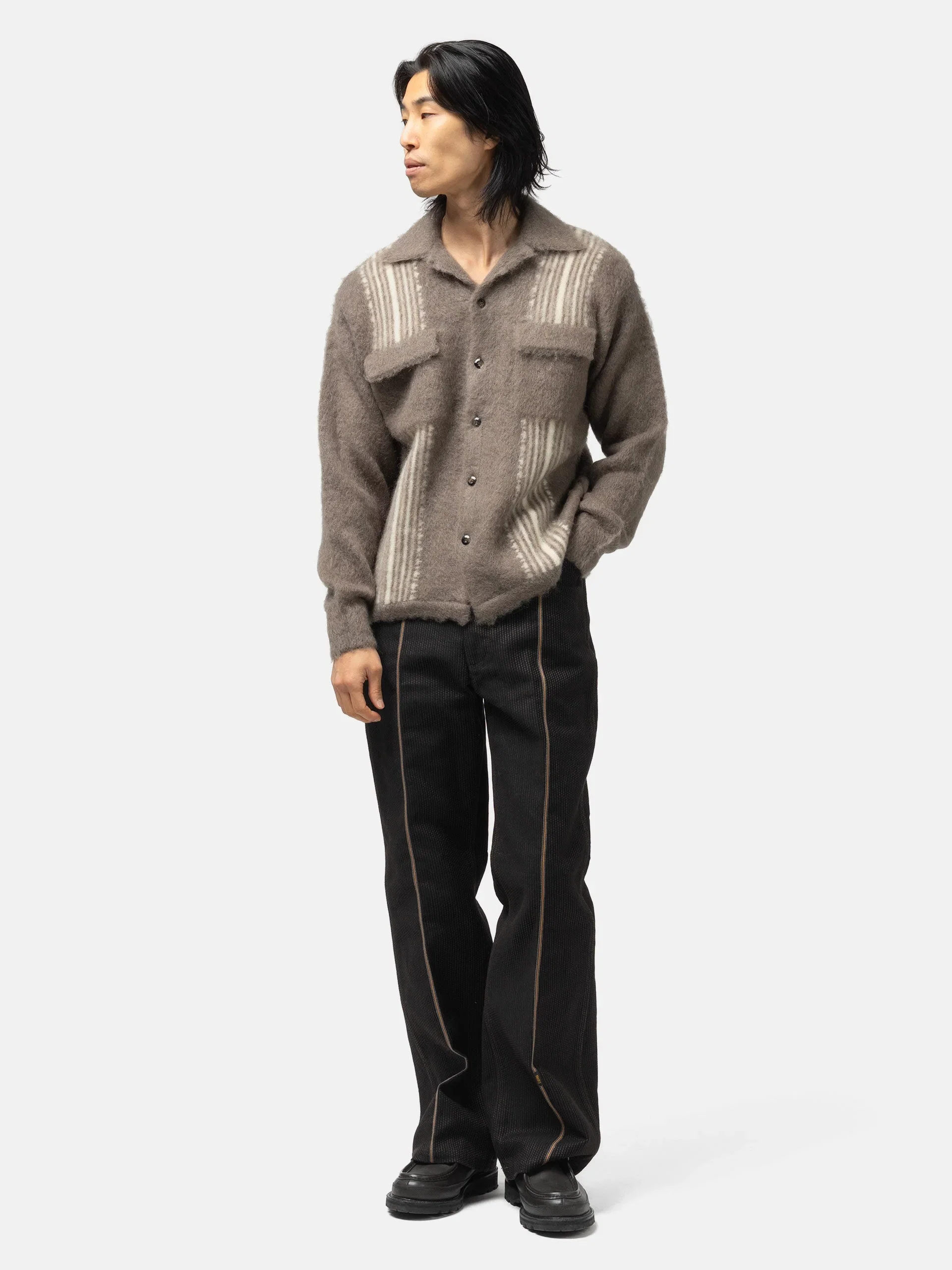 KAPITAL 7G Mohair Knit Board Shirt Moca Beige