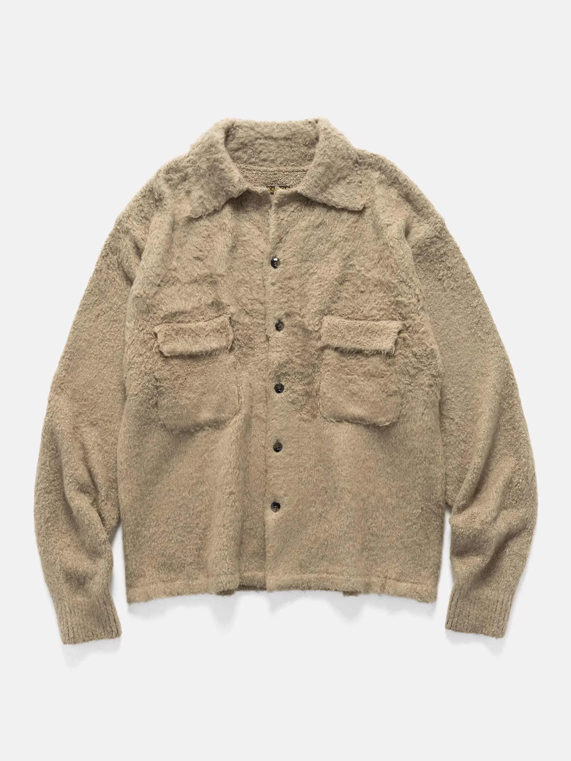 KAPITAL 7G Shaggy Knit Board Shirt Beige Khaki